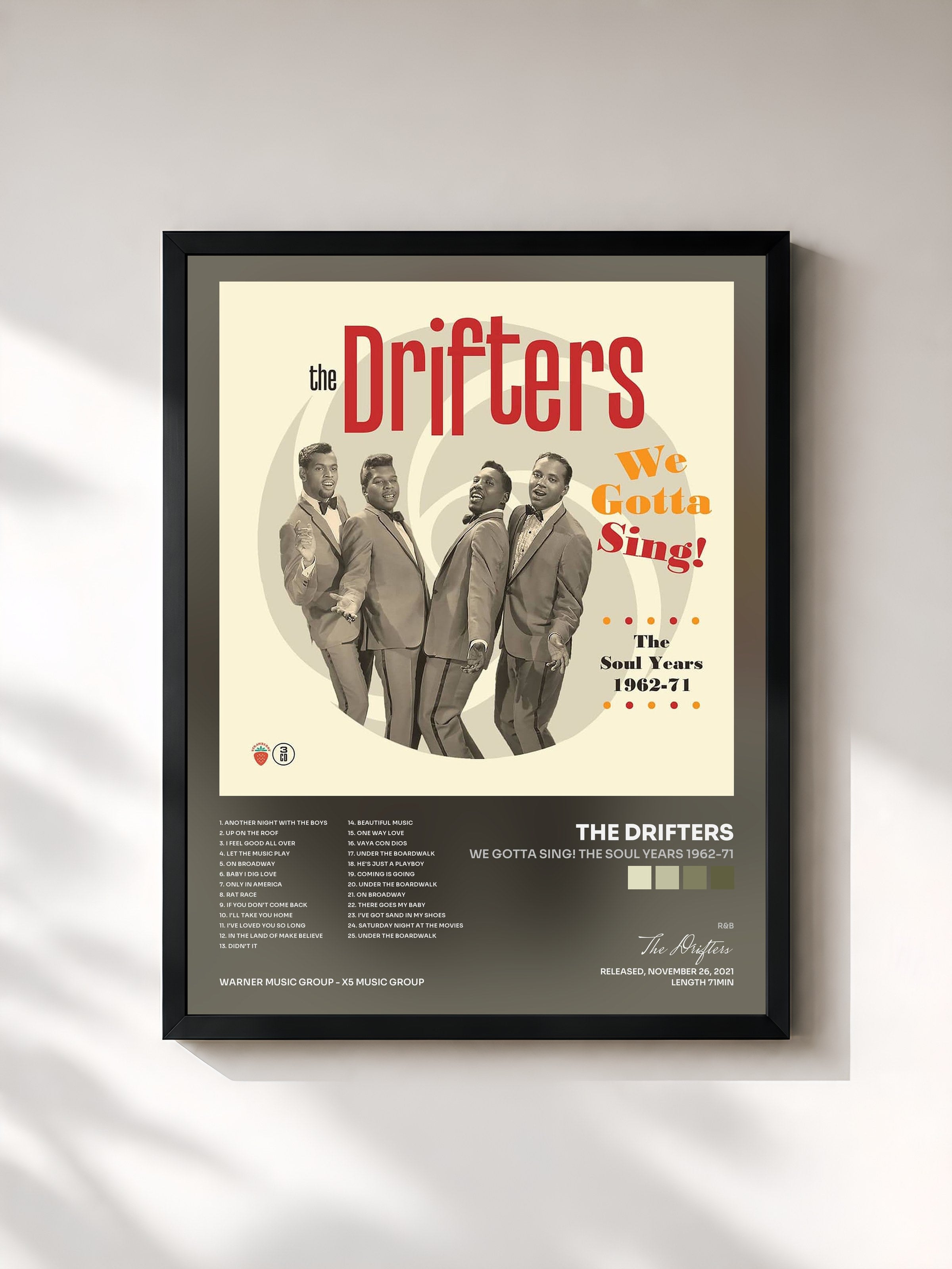 #noir Tableau de l'album We Gotta Sing! The Soul Years 1962-71 de The Drifters, cadre noir, imprimé et encadré en France