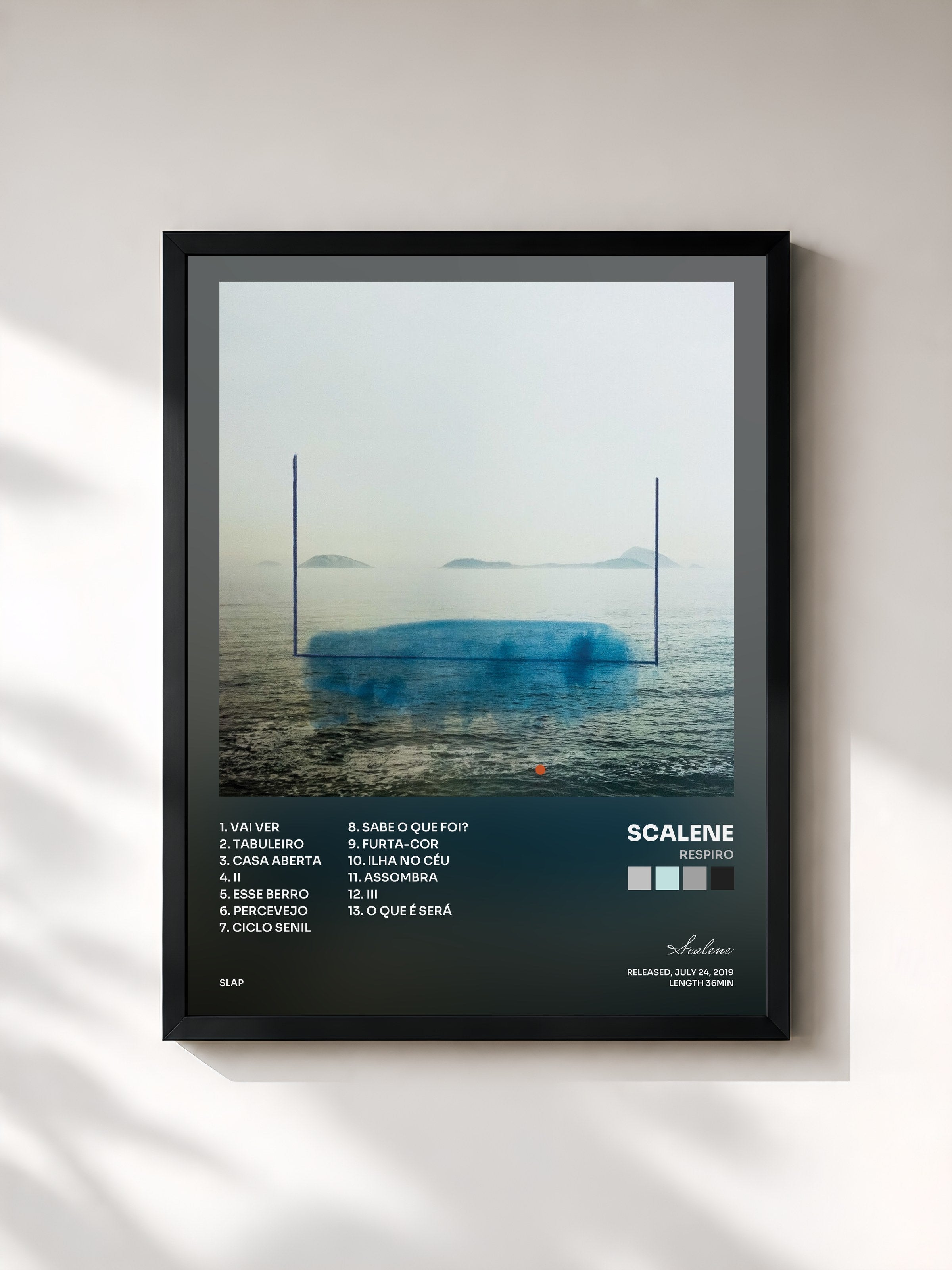 #noir Tableau de l'album Respiro de Scalene, cadre noir, imprimé et encadré en France