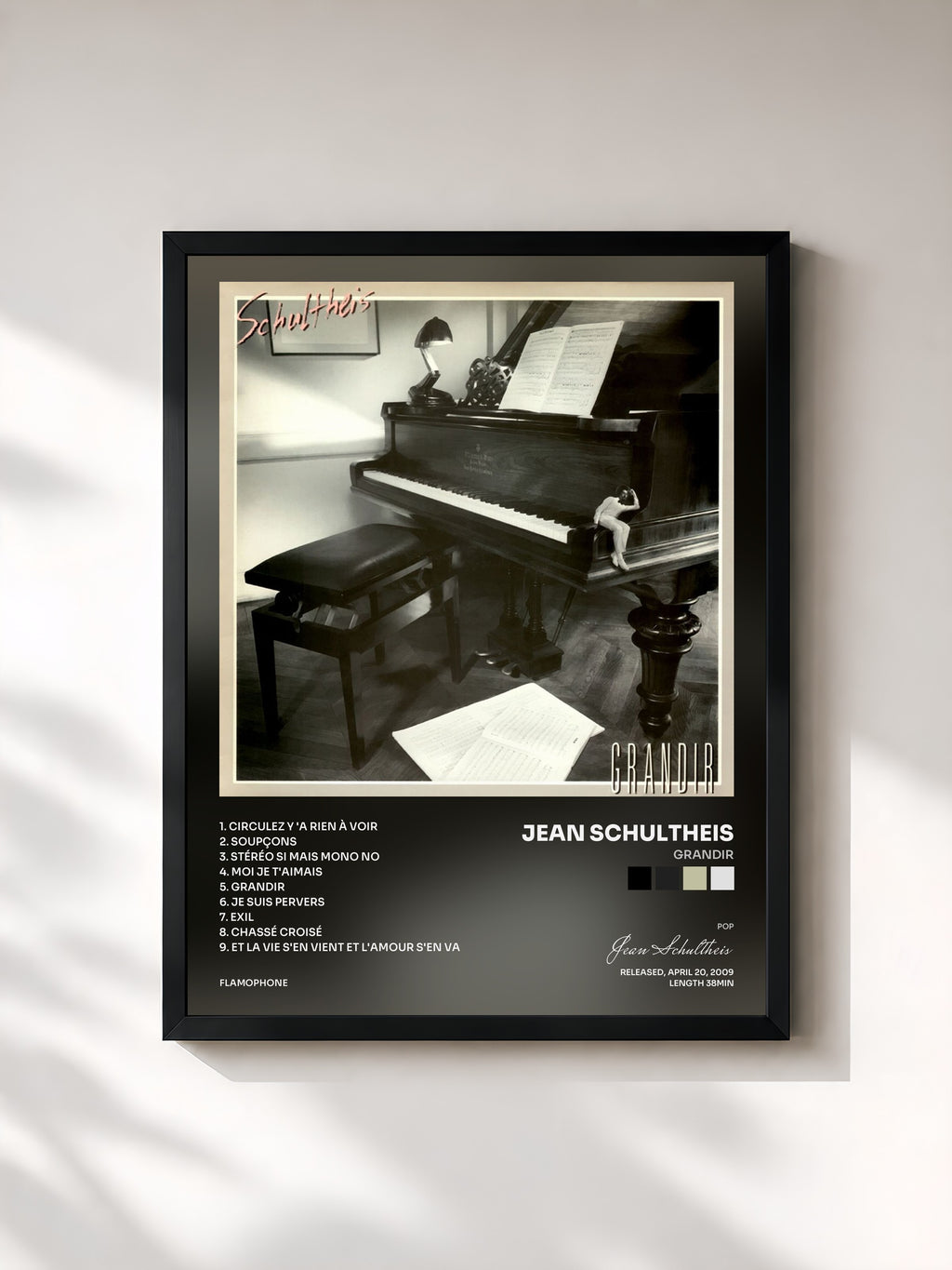 #noir Tableau de l'album Grandir de Jean Schultheis, cadre noir, imprimé et encadré en France