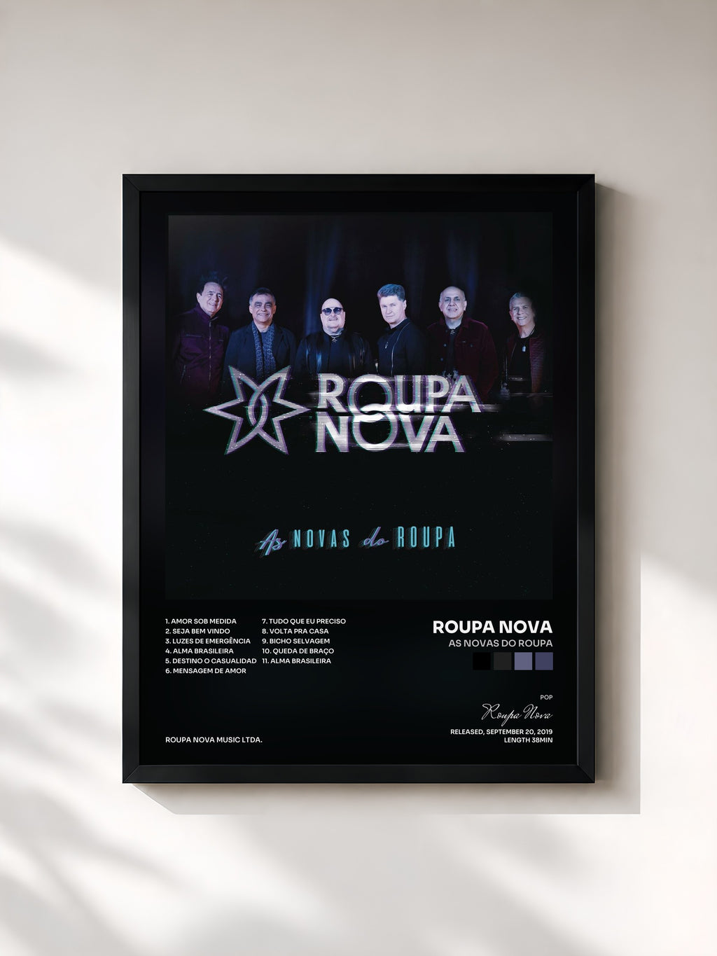 #noir Tableau de l'album As Novas do Roupa de Roupa Nova, cadre noir, imprimé et encadré en France