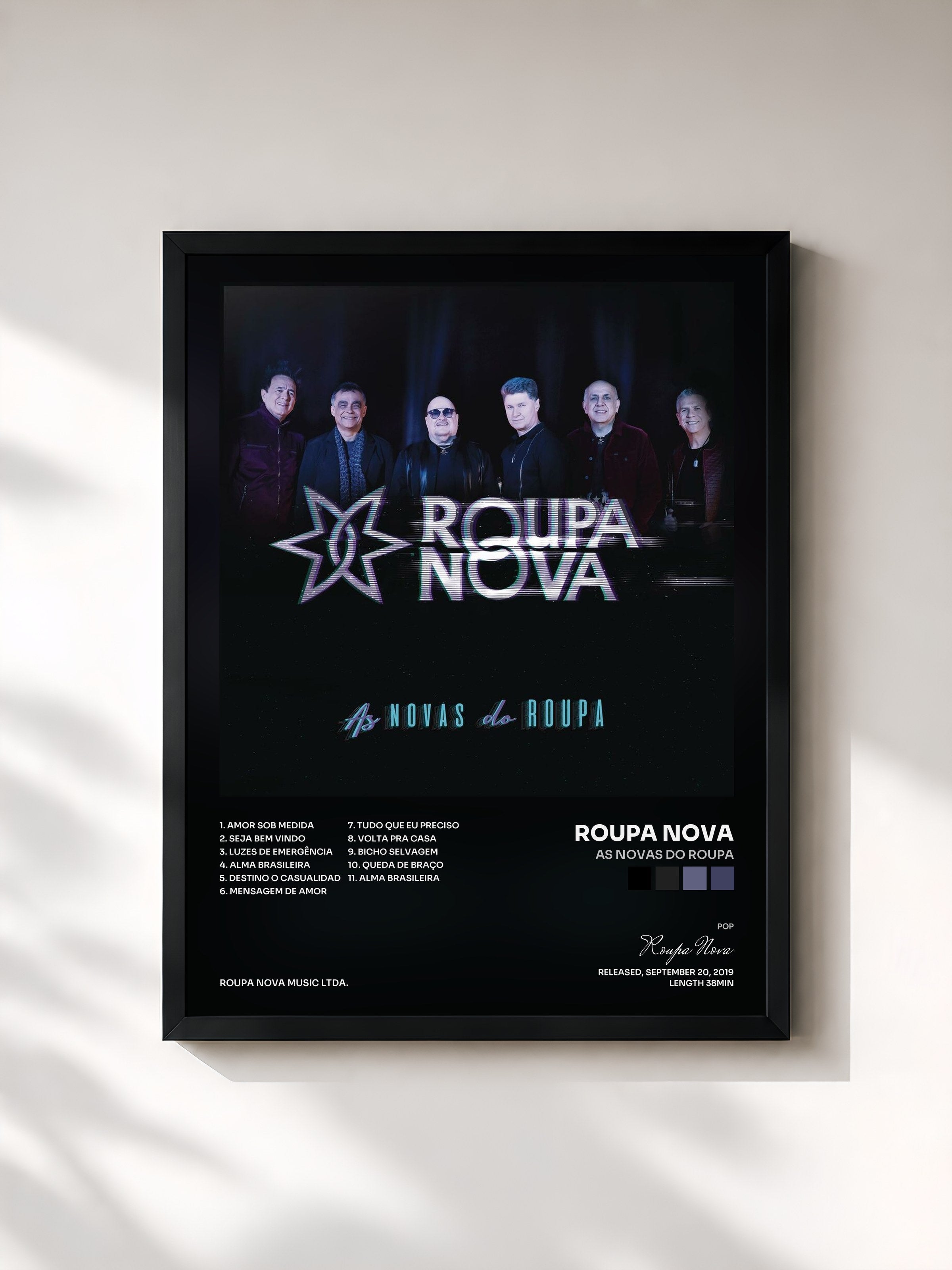 #noir Tableau de l'album As Novas do Roupa de Roupa Nova, cadre noir, imprimé et encadré en France