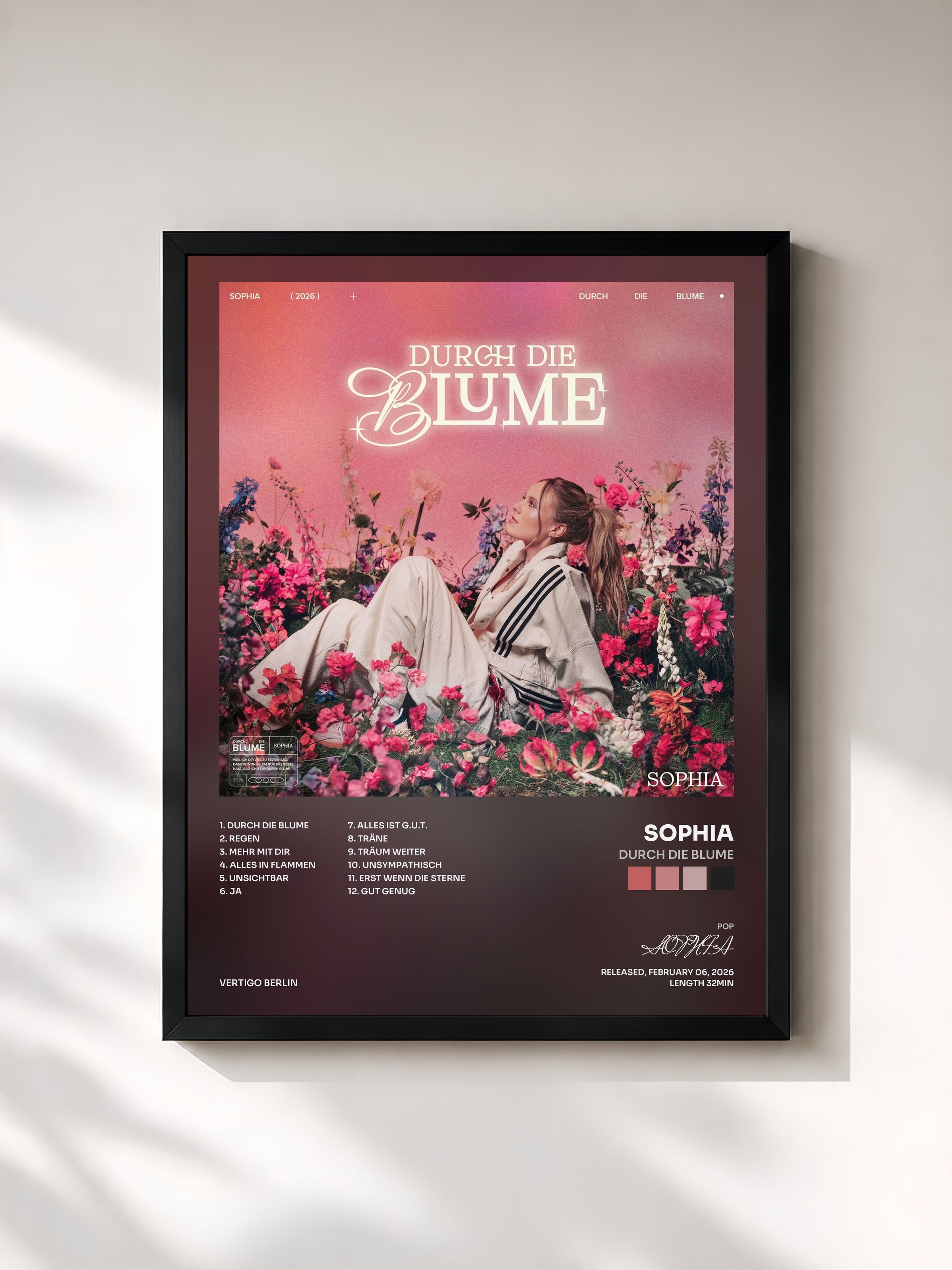 #noir Tableau de l'album Durch die Blume de SOPHIA, cadre noir, imprimé et encadré en France