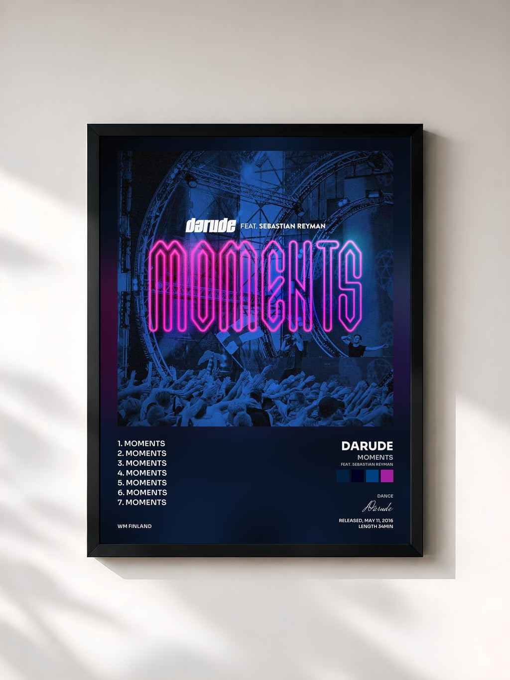 #noir Tableau de l'album Moments (feat. Sebastian Reyman) de Darude, cadre noir, imprimé et encadré en France