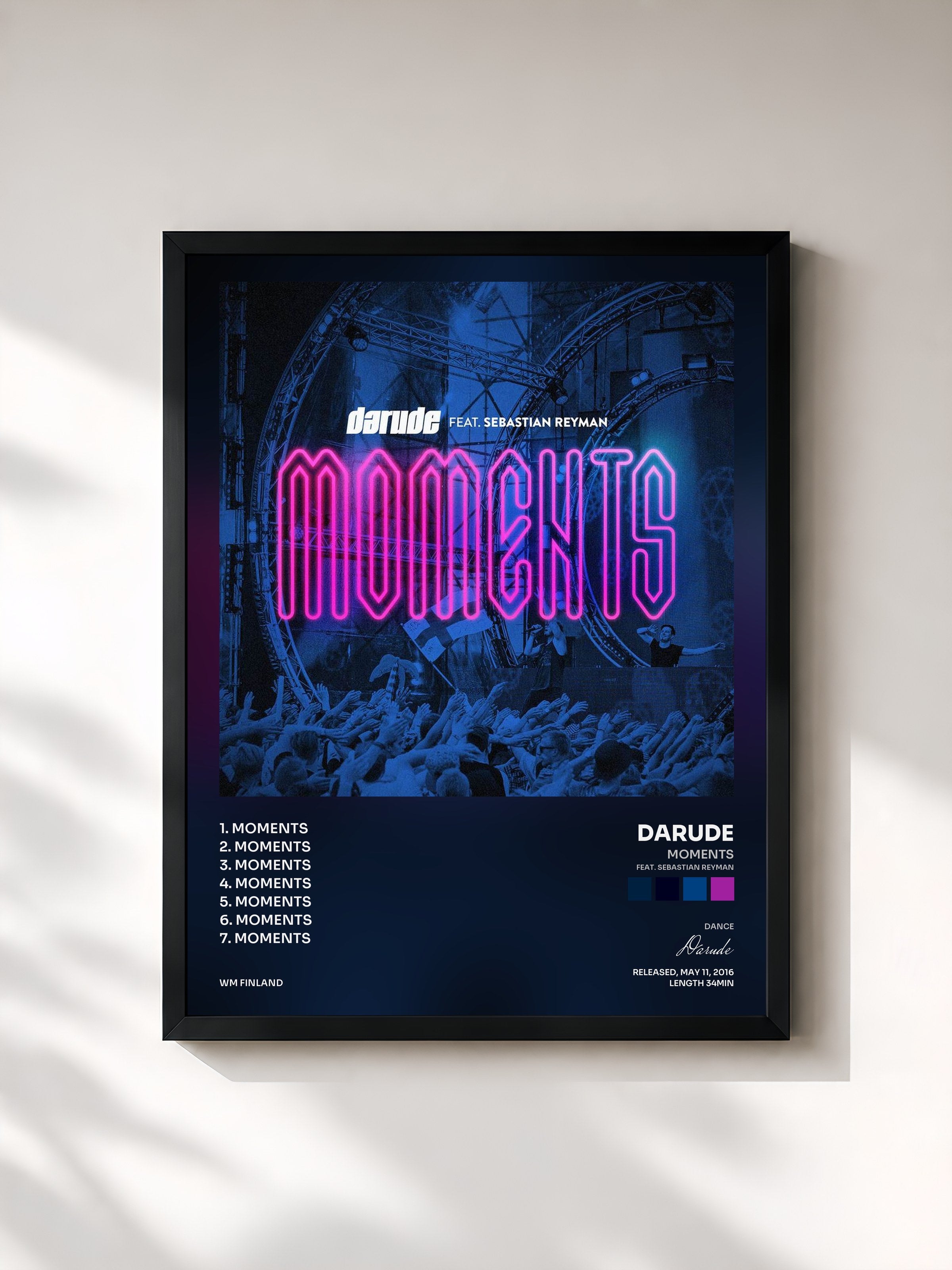 #noir Tableau de l'album Moments (feat. Sebastian Reyman) de Darude, cadre noir, imprimé et encadré en France