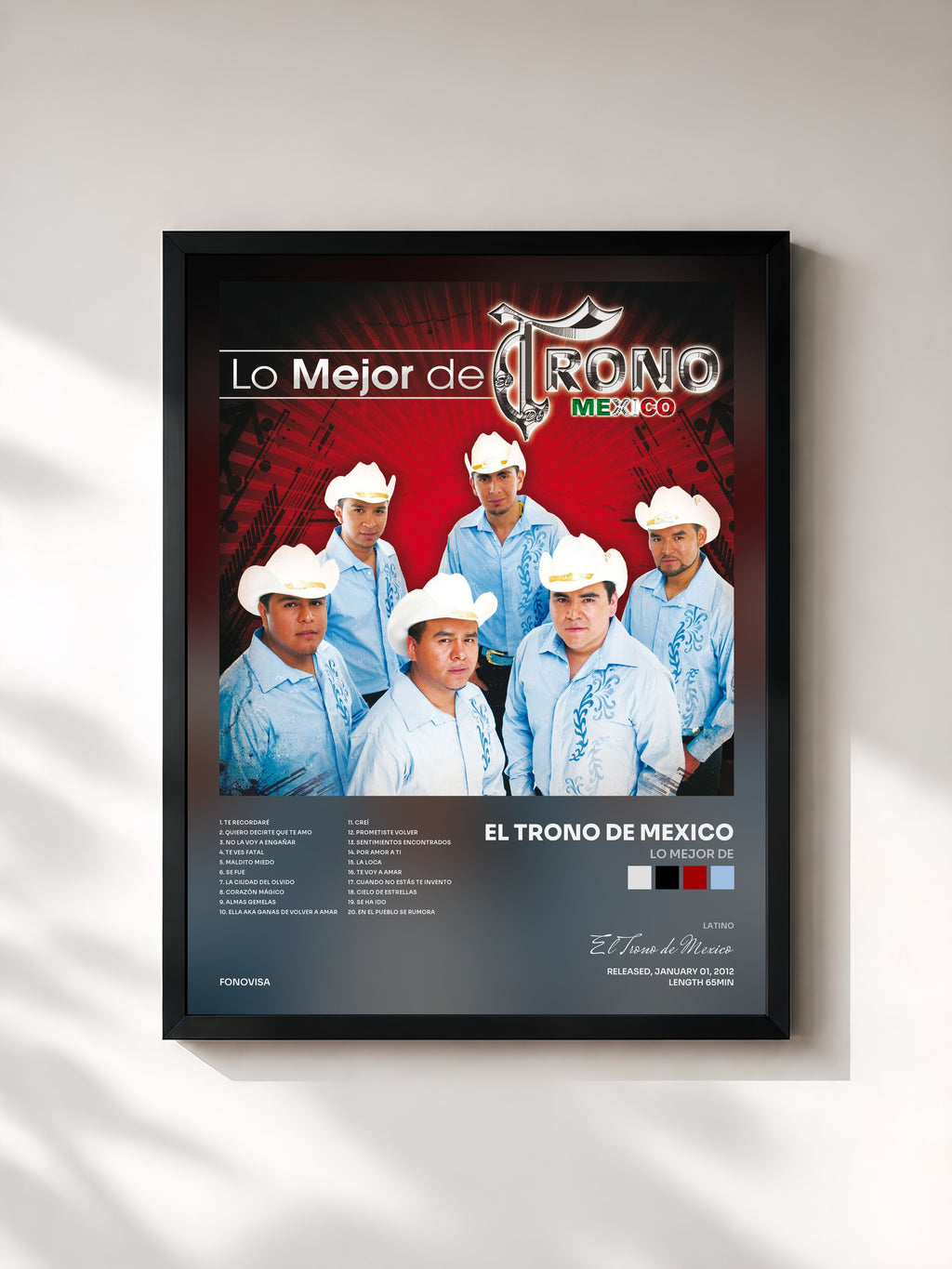 #noir Tableau de l'album Lo Mejor De de El Trono de Mexico, cadre noir, imprimé et encadré en France
