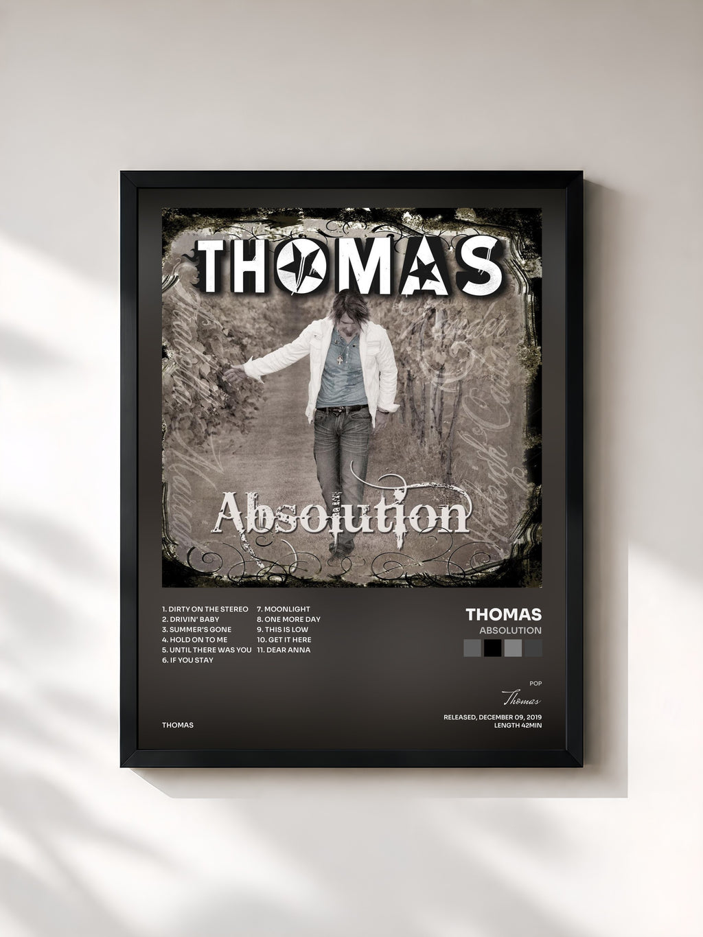 #noir Tableau de l'album Absolution de Thomas, cadre noir, imprimé et encadré en France