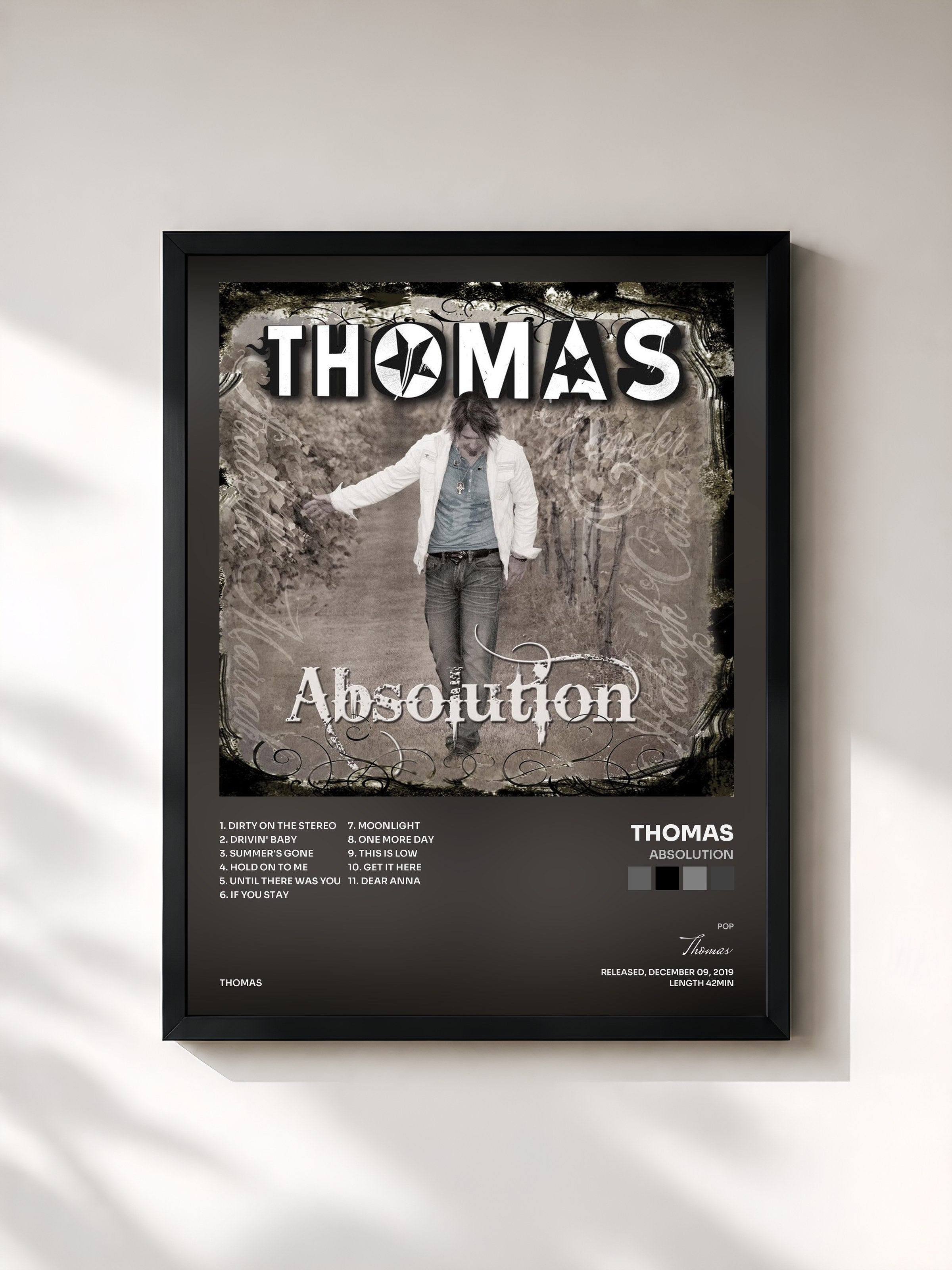 #noir Tableau de l'album Absolution de Thomas, cadre noir, imprimé et encadré en France