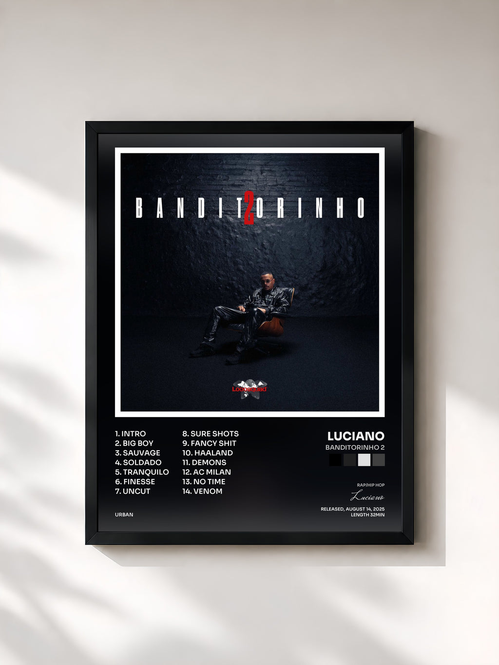 #noir Tableau de l'album Banditorinho 2 de Luciano, cadre noir, imprimé et encadré en France