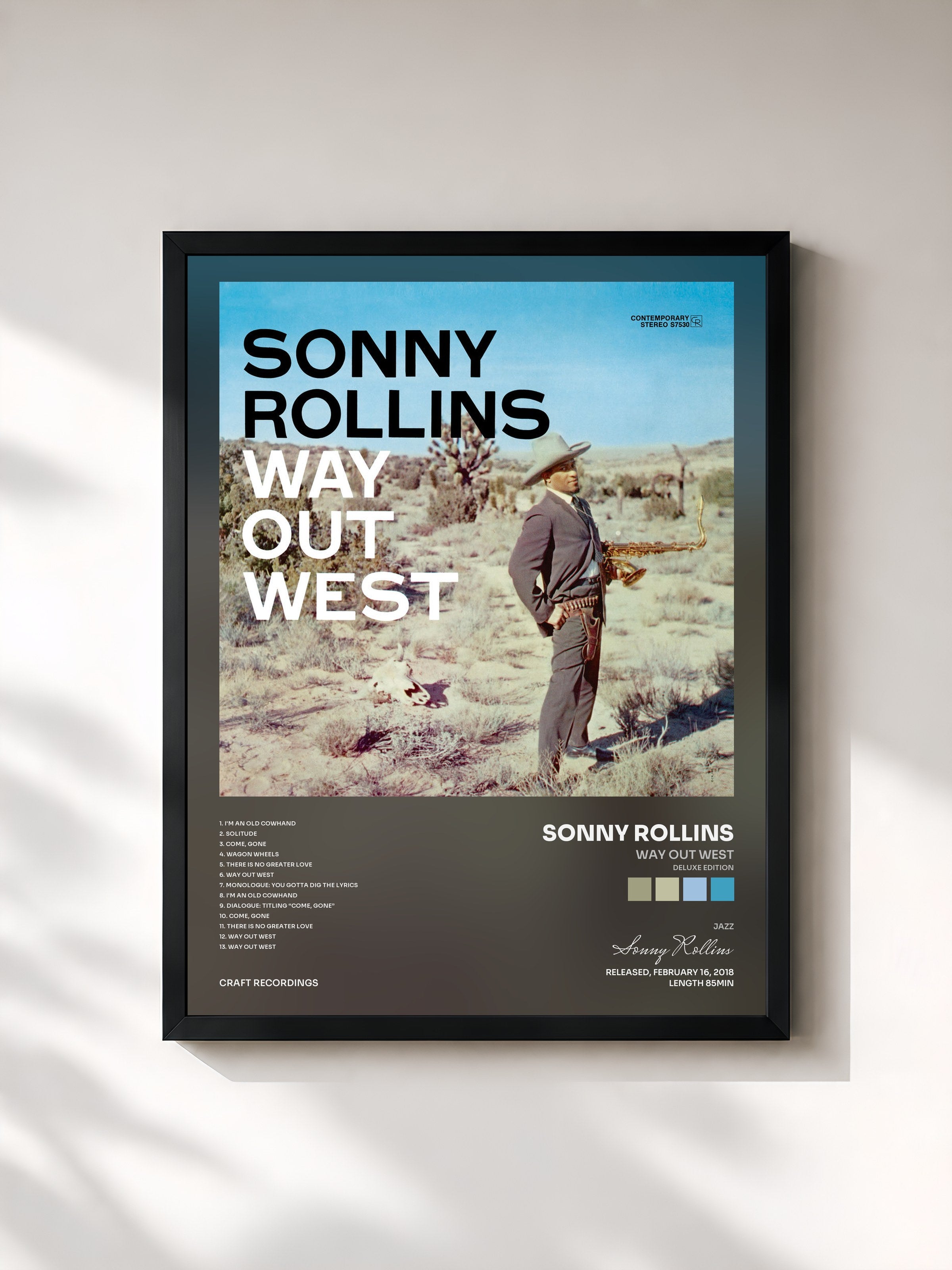 #noir Tableau de l'album Way Out West (Deluxe Edition) de Sonny Rollins, cadre noir, imprimé et encadré en France
