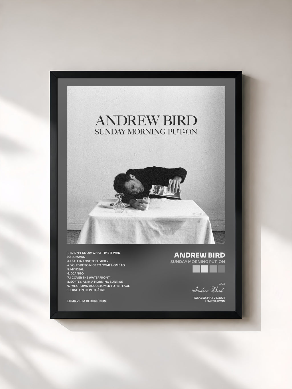 #noir Sunday Morning Put-On di Andrew Bird in stampa incorniciata, cornice nera, stampata e incorniciata in Francia