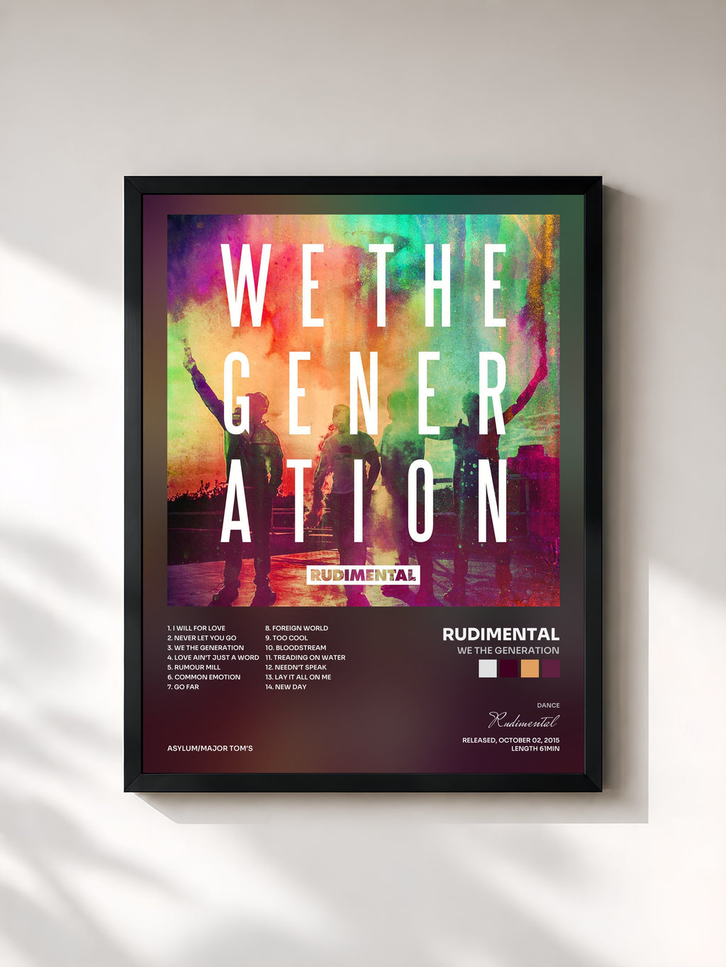 #noir Tableau de l'album We the Generation de Rudimental, cadre noir, imprimé et encadré en France