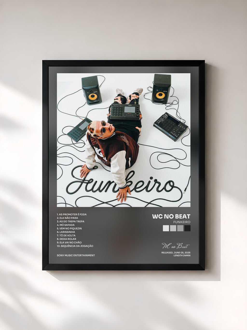 #noir Tableau de l'album Funkeiro de WC no Beat, cadre noir, imprimé et encadré en France