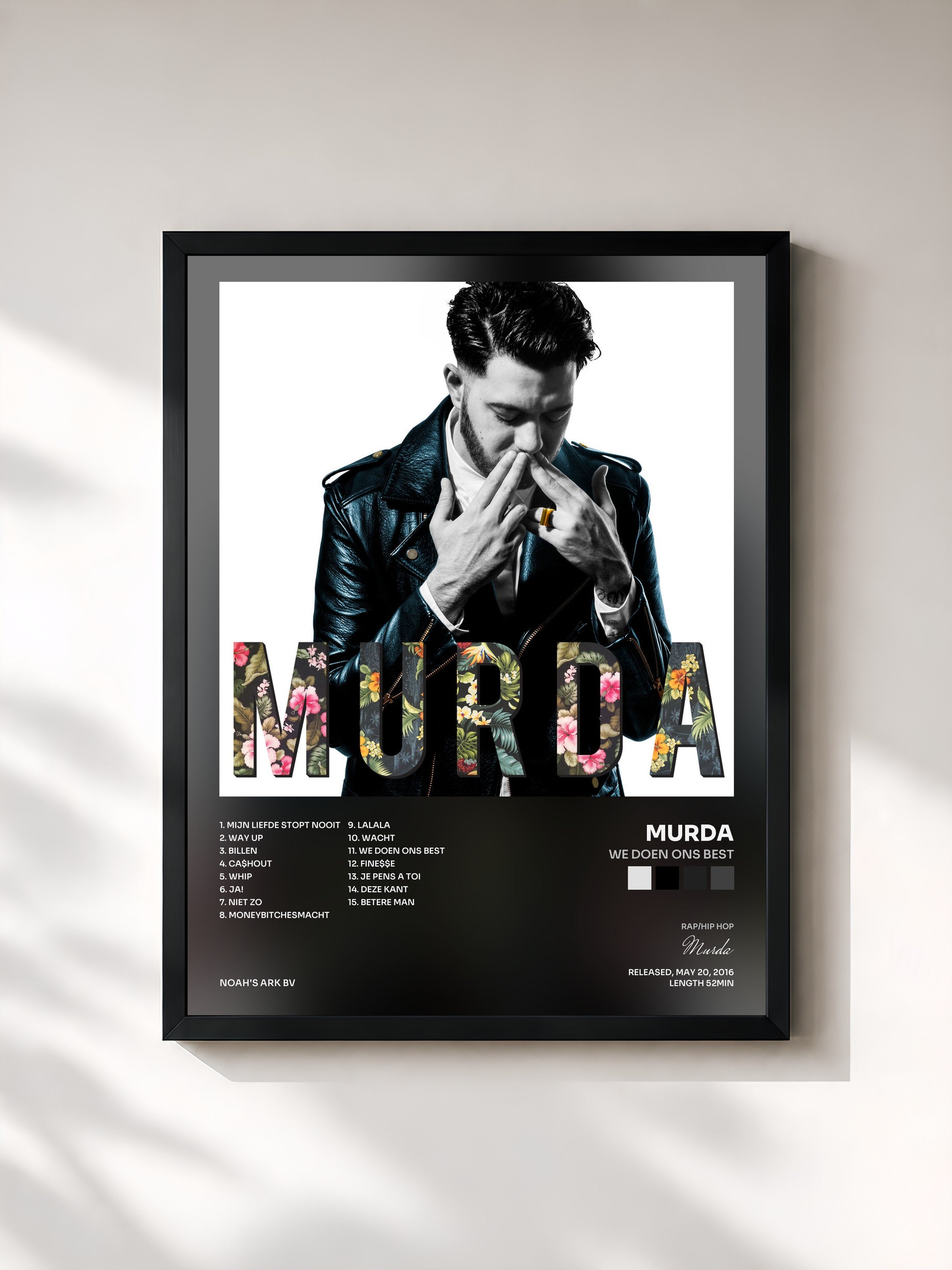 #noir Tableau de l'album We Doen Ons Best de Murda, cadre noir, imprimé et encadré en France