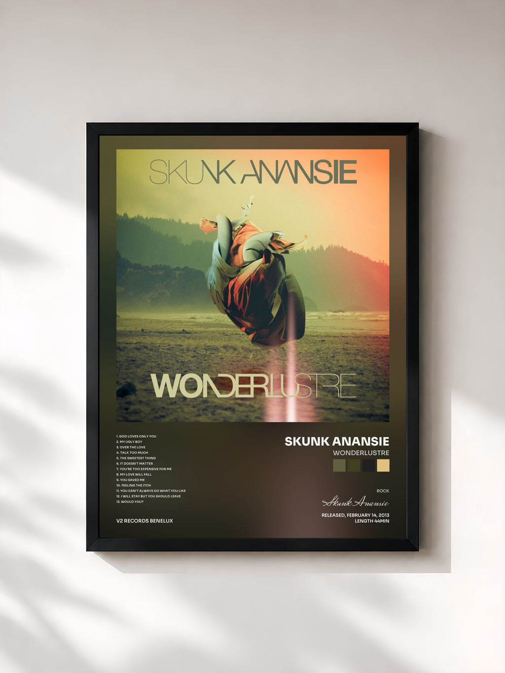 #noir Tableau de l'album Wonderlustre de Skunk Anansie, cadre noir, imprimé et encadré en France