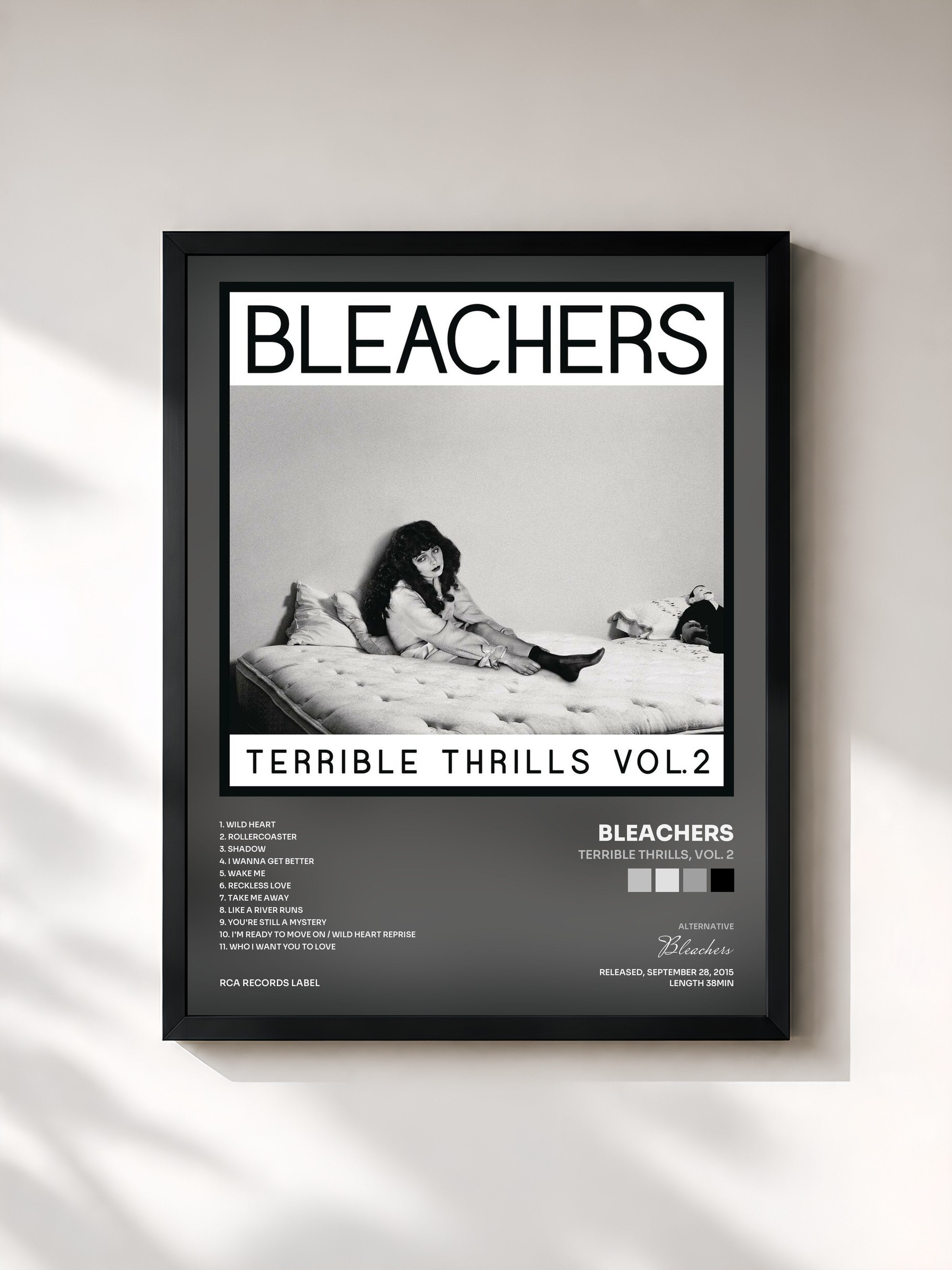 #noir Tableau de l'album Terrible Thrills, Vol. 2 de Bleachers, cadre noir, imprimé et encadré en France