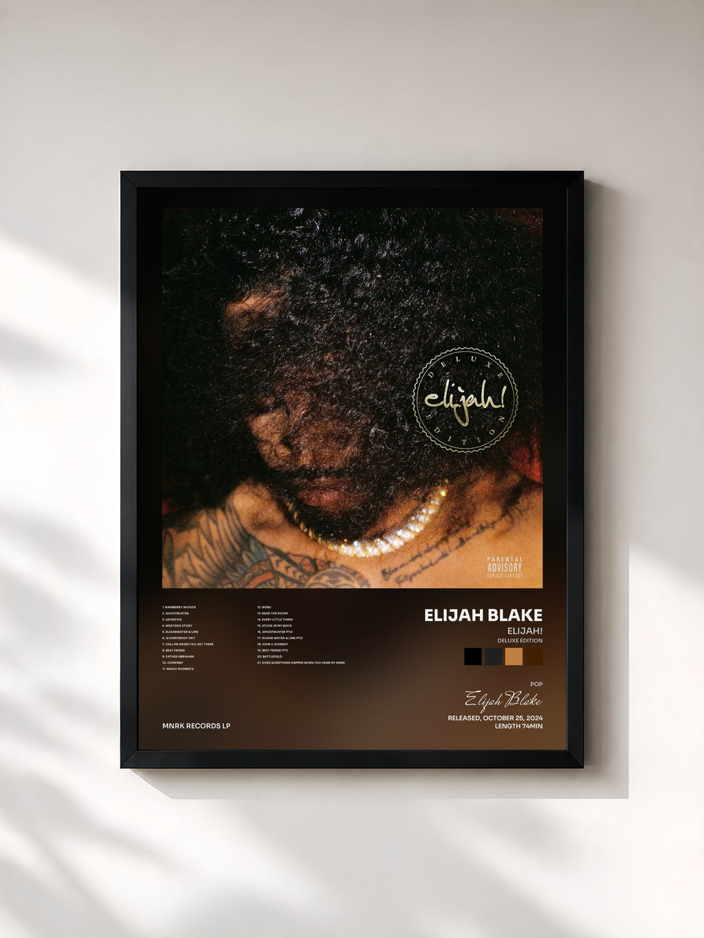 #noir Tableau de l'album elijah! (Deluxe Edition) de Elijah Blake, cadre noir, imprimé et encadré en France