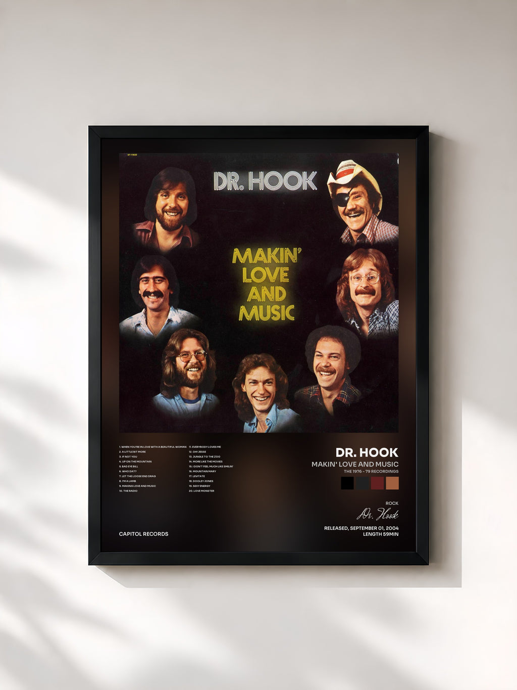 #noir Tableau de l'album Makin' Love And Music (The 1976 - 79 Recordings) de Dr. Hook, cadre noir, imprimé et encadré en France