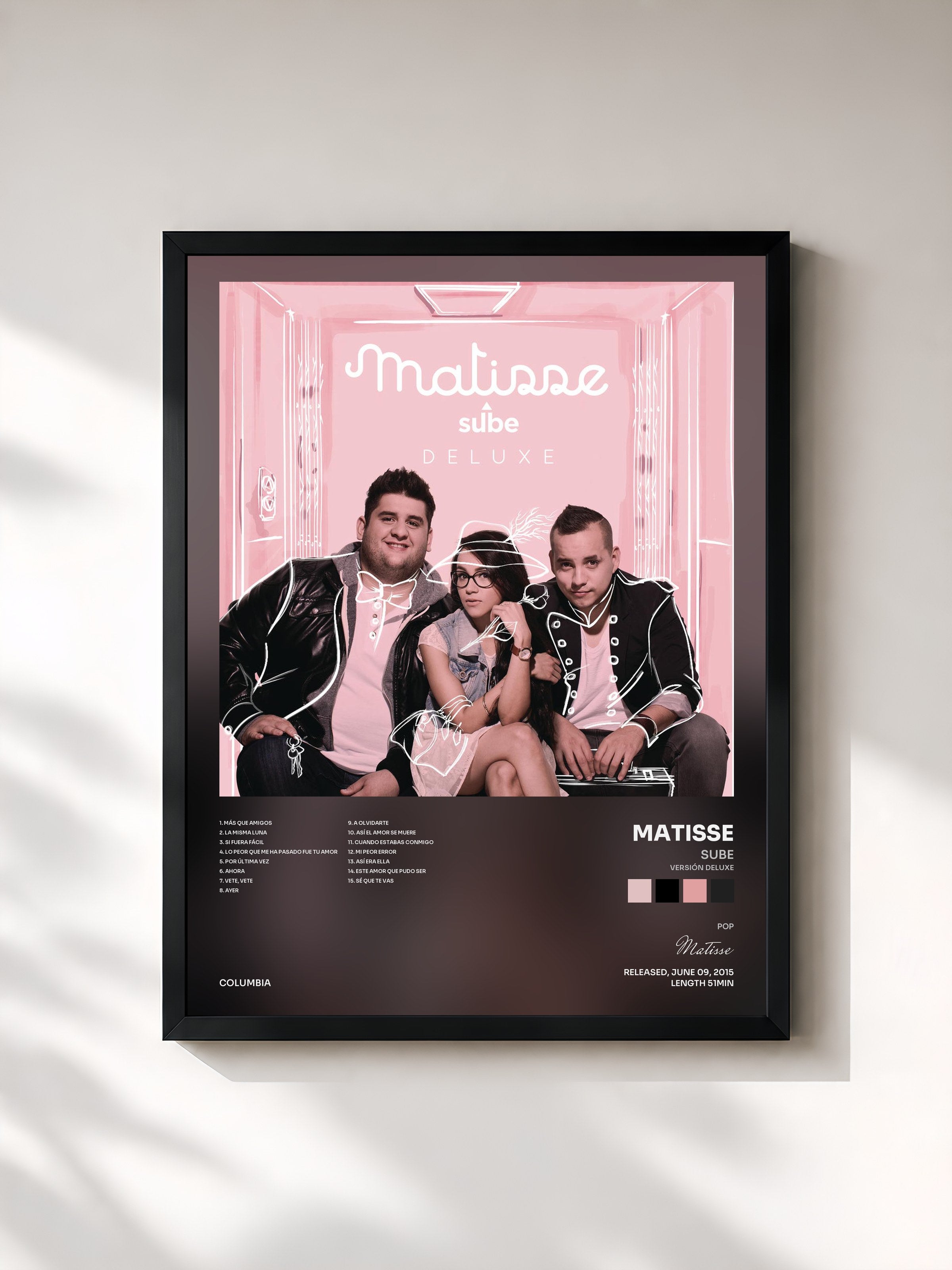 #noir Tableau de l'album Sube (Versión Deluxe) de Matisse, cadre noir, imprimé et encadré en France