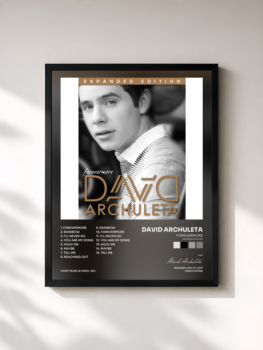 #noir Tableau de l'album Forevermore (Expanded Edition) de David Archuleta, cadre noir, imprimé et encadré en France