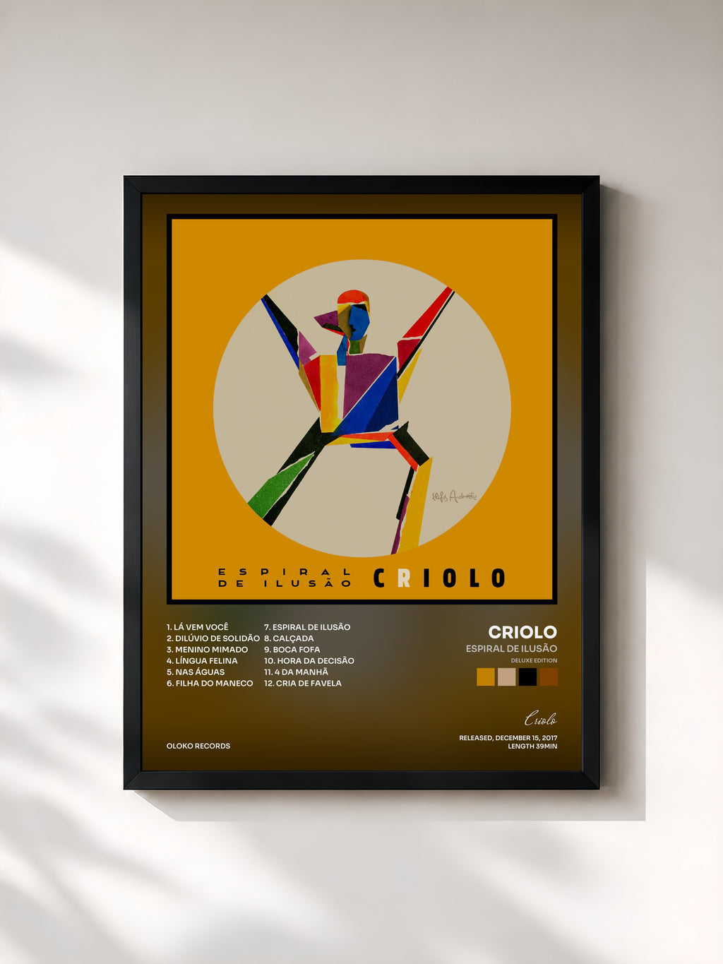 #noir Tableau de l'album Espiral de Ilusão (Deluxe Edition) de Criolo, cadre noir, imprimé et encadré en France