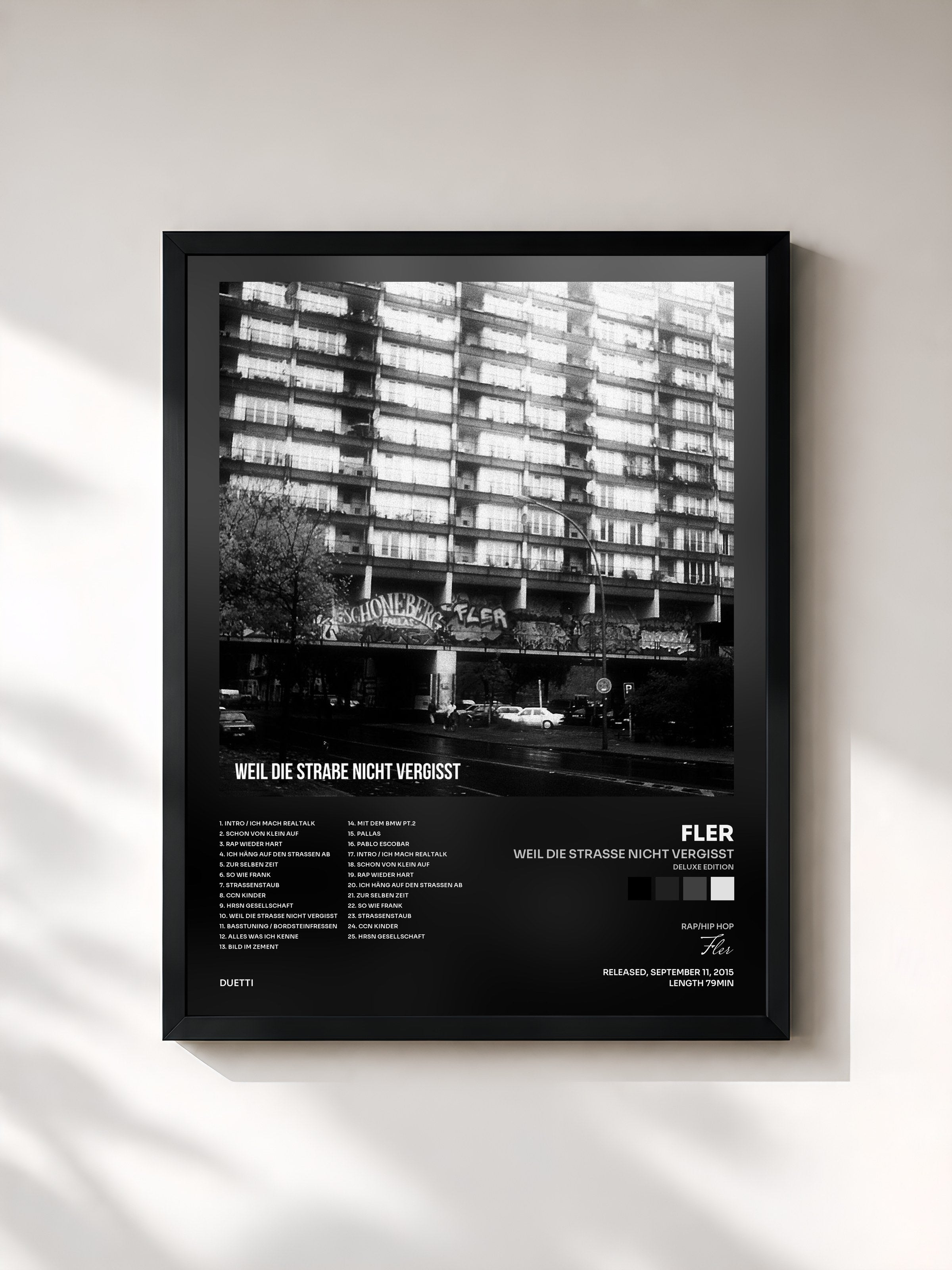 #noir Tableau de l'album Weil die Straße nicht vergisst (Deluxe Edition) de Fler, cadre noir, imprimé et encadré en France