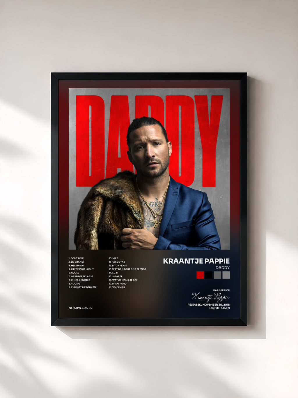 #noir Tableau de l'album DADDY de Kraantje Pappie, cadre noir, imprimé et encadré en France