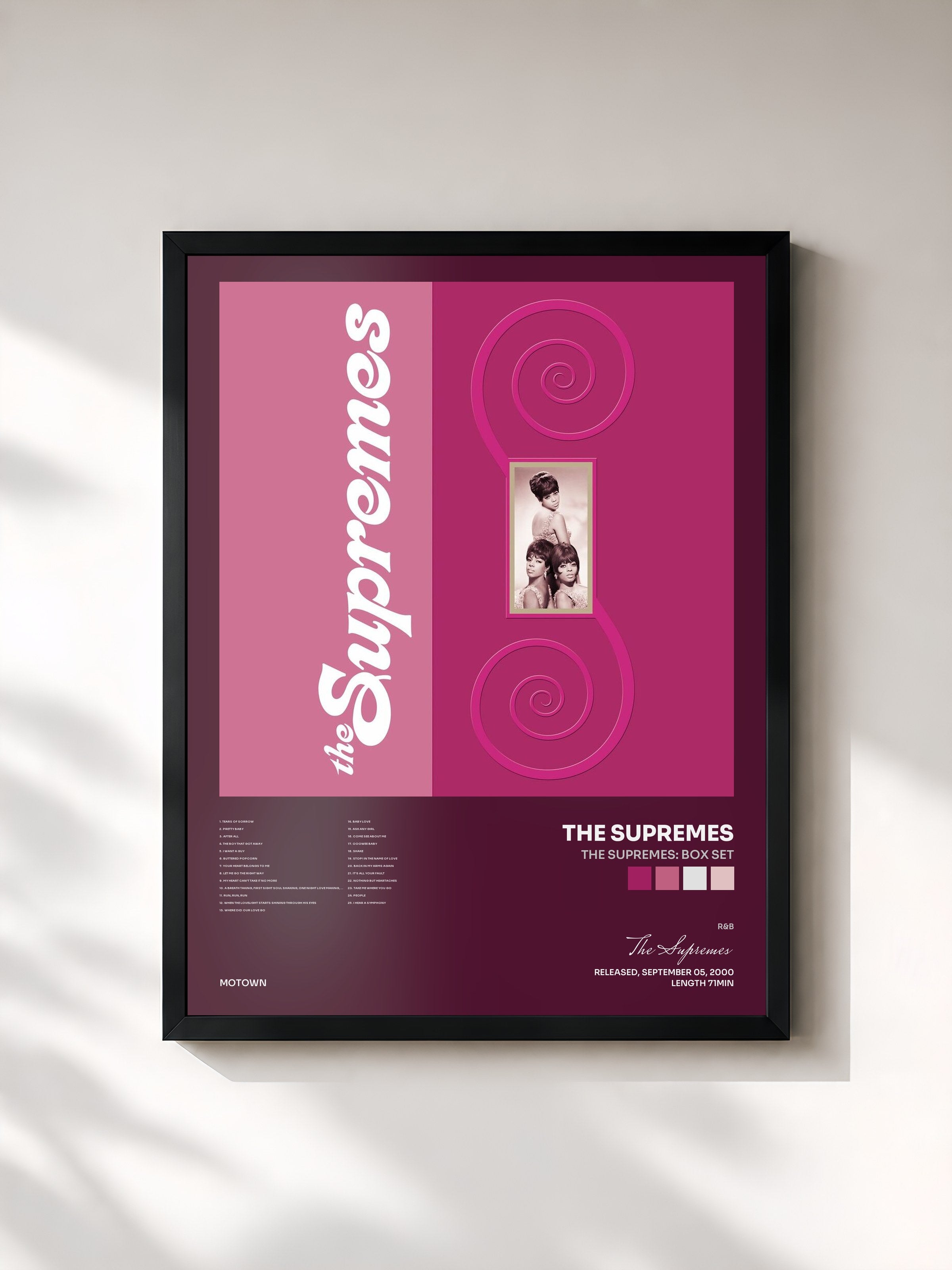 #noir Tableau de l'album The Supremes: Box Set de The Supremes, cadre noir, imprimé et encadré en France