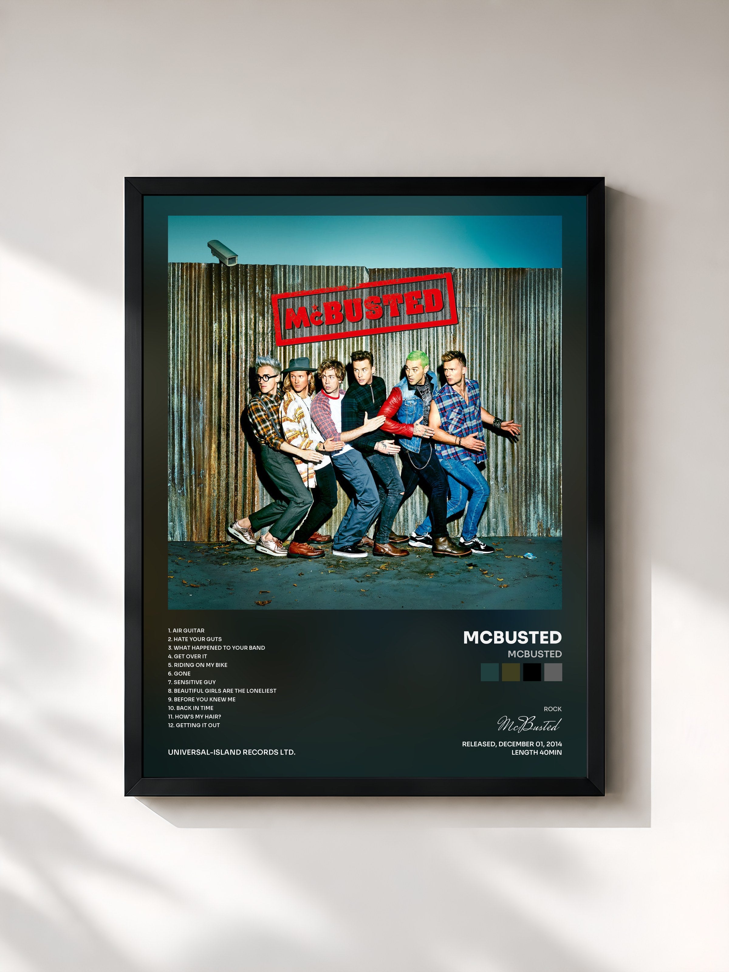 #noir Tableau de l'album McBusted de McBusted, cadre noir, imprimé et encadré en France
