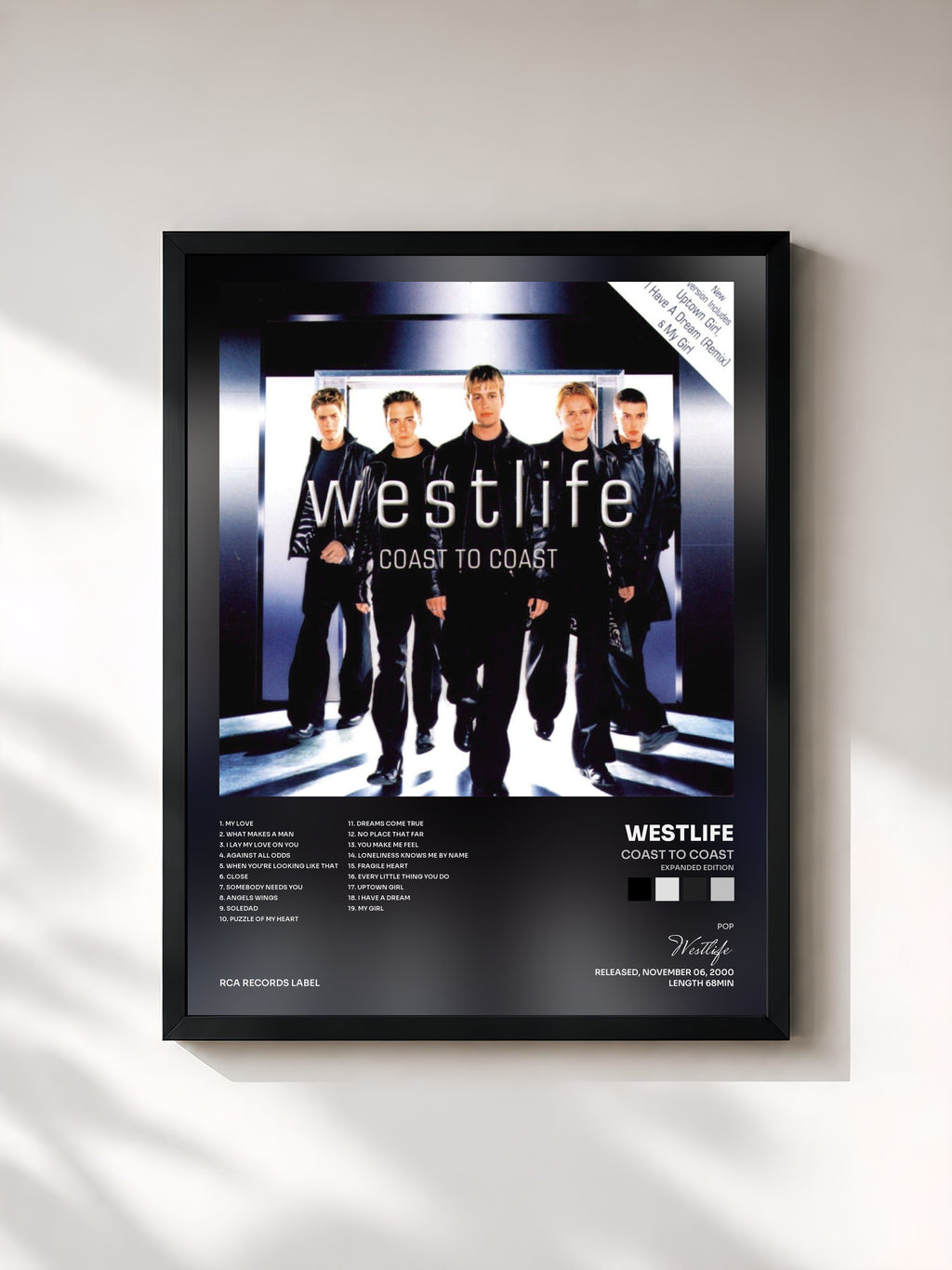 #noir Tableau de l'album Coast To Coast (Expanded Edition) de Westlife, cadre noir, imprimé et encadré en France