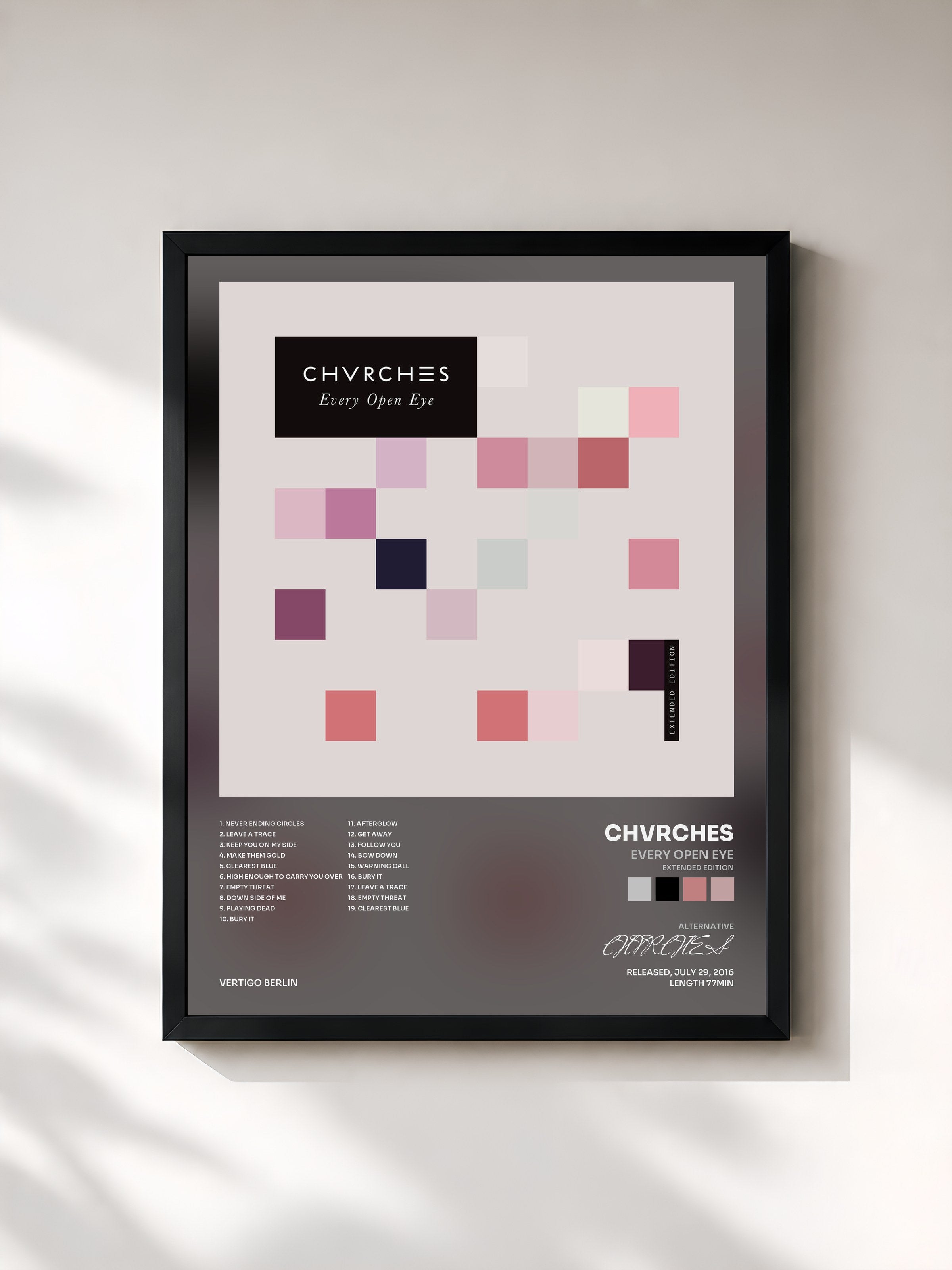 #noir Tableau de l'album Every Open Eye (Extended Edition) de CHVRCHES, cadre noir, imprimé et encadré en France