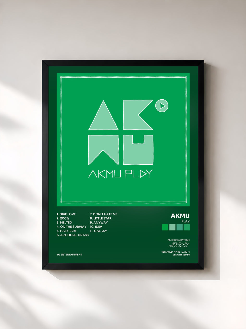 #noir Tableau de l'album PLAY de AKMU, cadre noir, imprimé et encadré en France