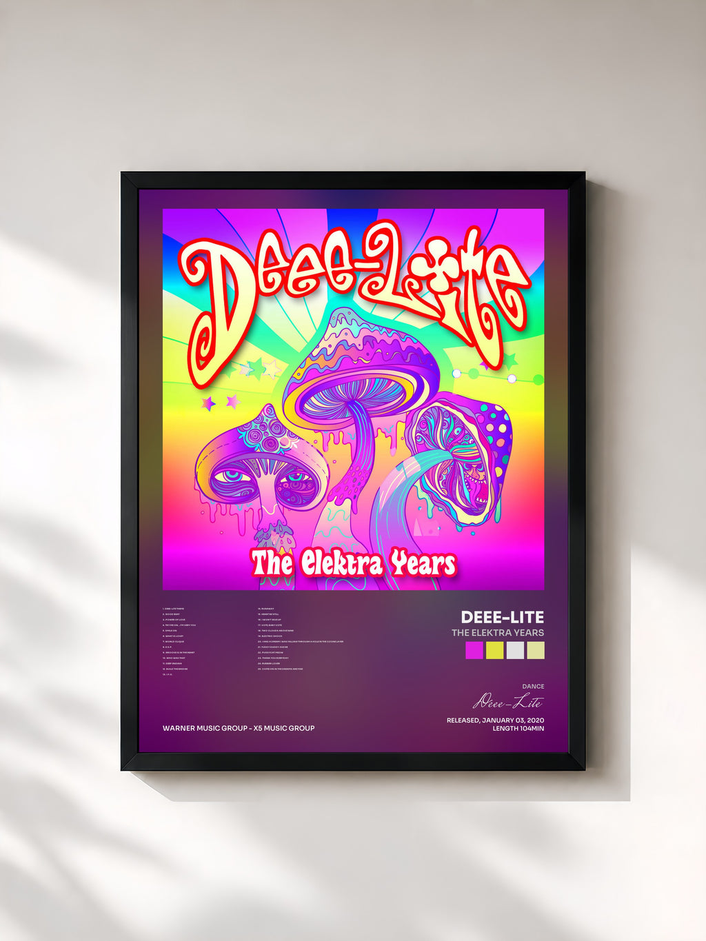 #noir Tableau de l'album The Elektra Years de Deee-Lite, cadre noir, imprimé et encadré en France
