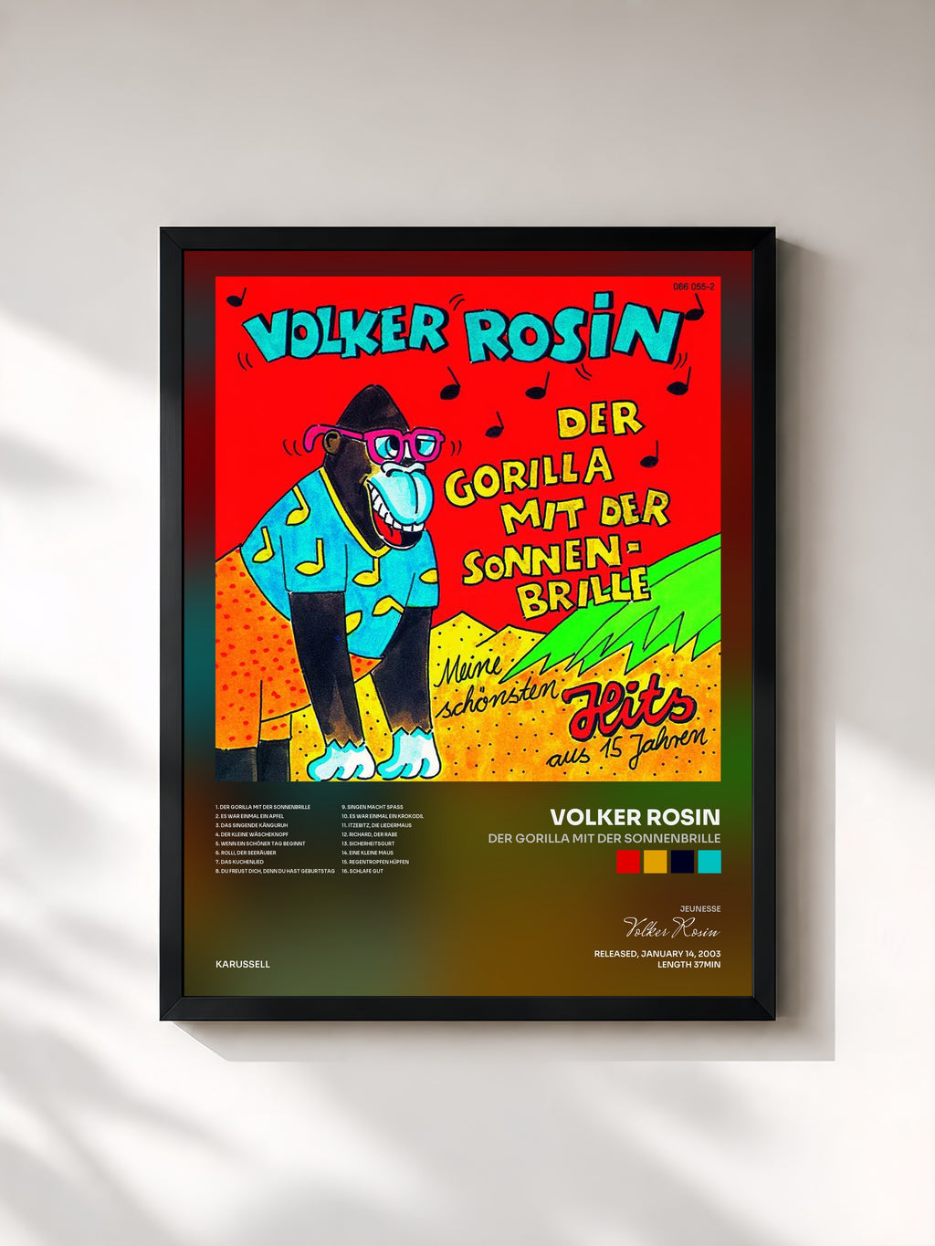 #noir Tableau de l'album Der Gorilla mit der Sonnenbrille de Volker Rosin, cadre noir, imprimé et encadré en France