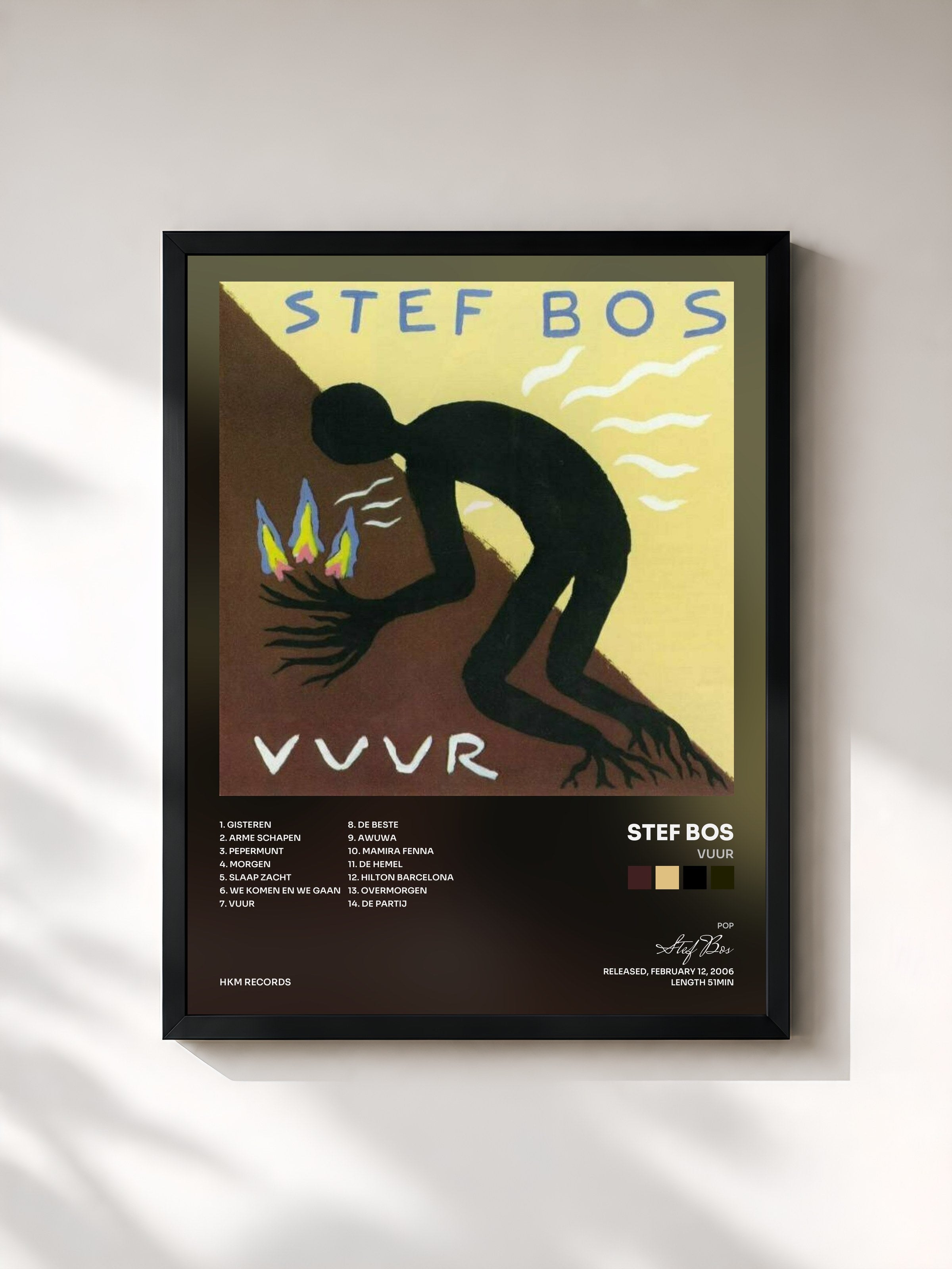 #noir Tableau de l'album Vuur de Stef Bos, cadre noir, imprimé et encadré en France