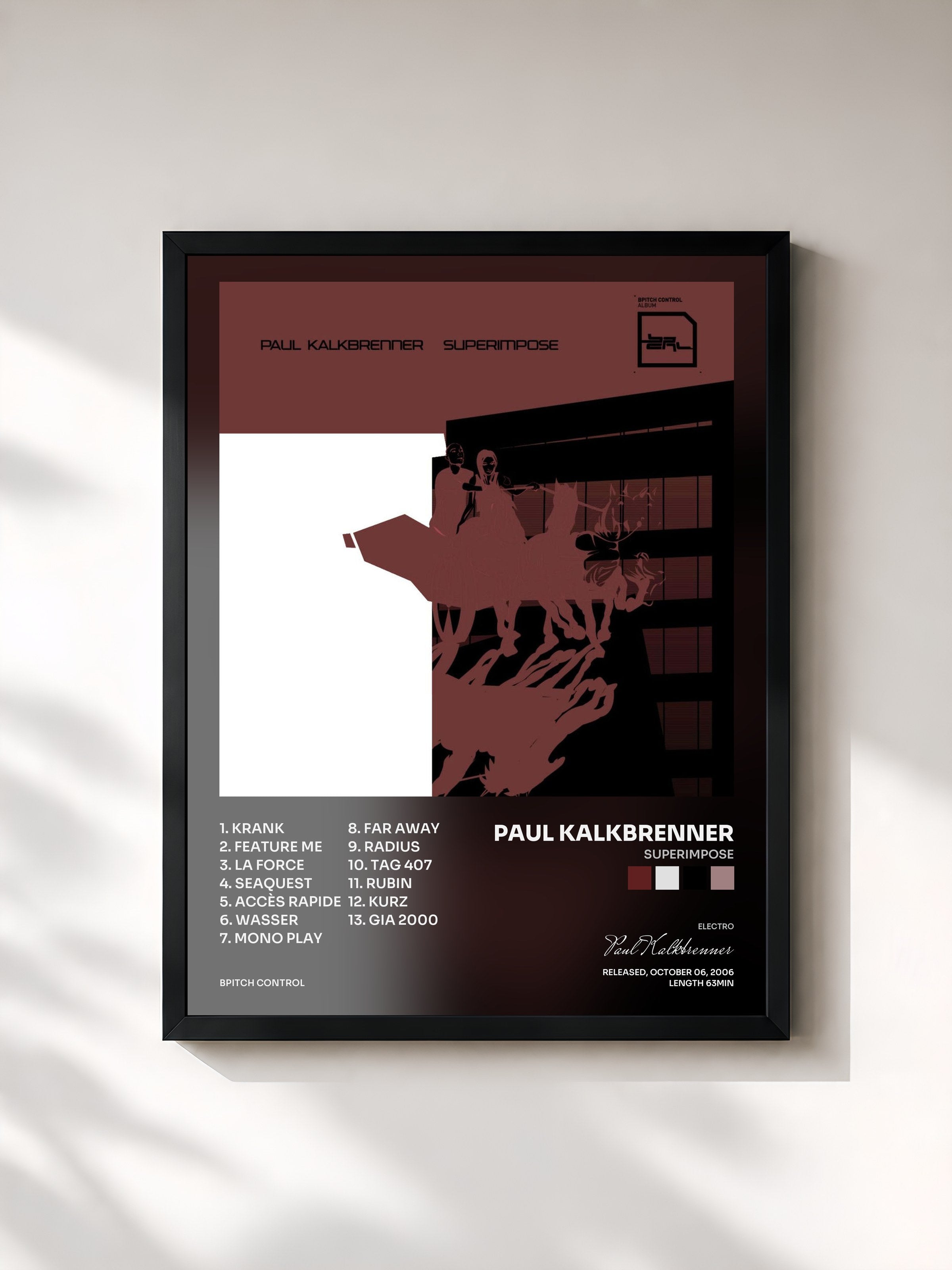 #noir Tableau de l'album Superimpose de Paul Kalkbrenner, cadre noir, imprimé et encadré en France