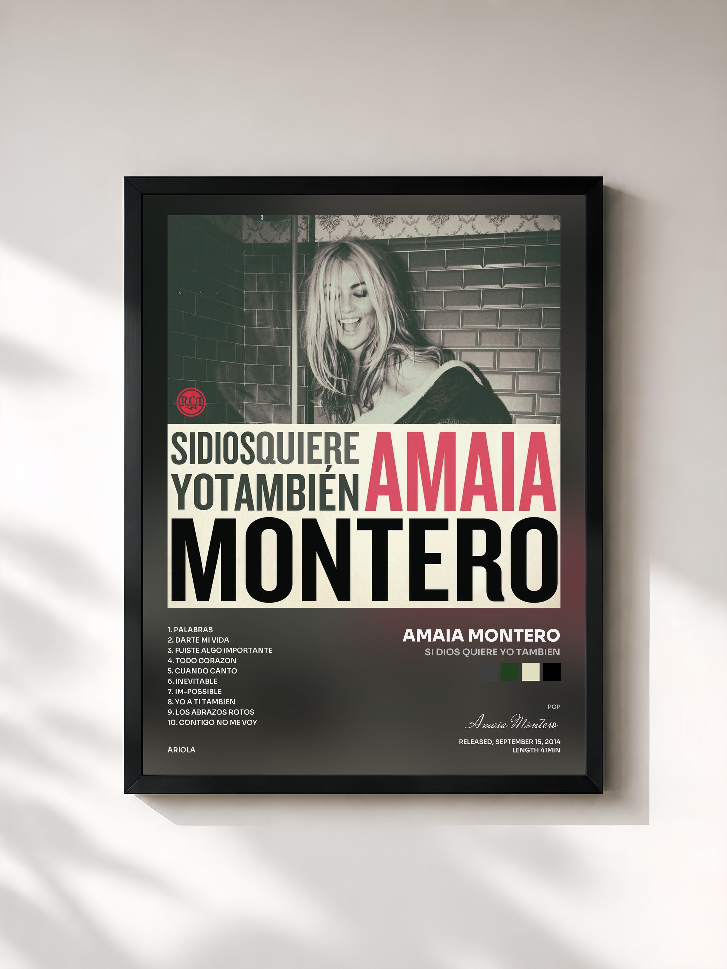 #noir Tableau de l'album Si Dios Quiere Yo Tambien de Amaia Montero, cadre noir, imprimé et encadré en France