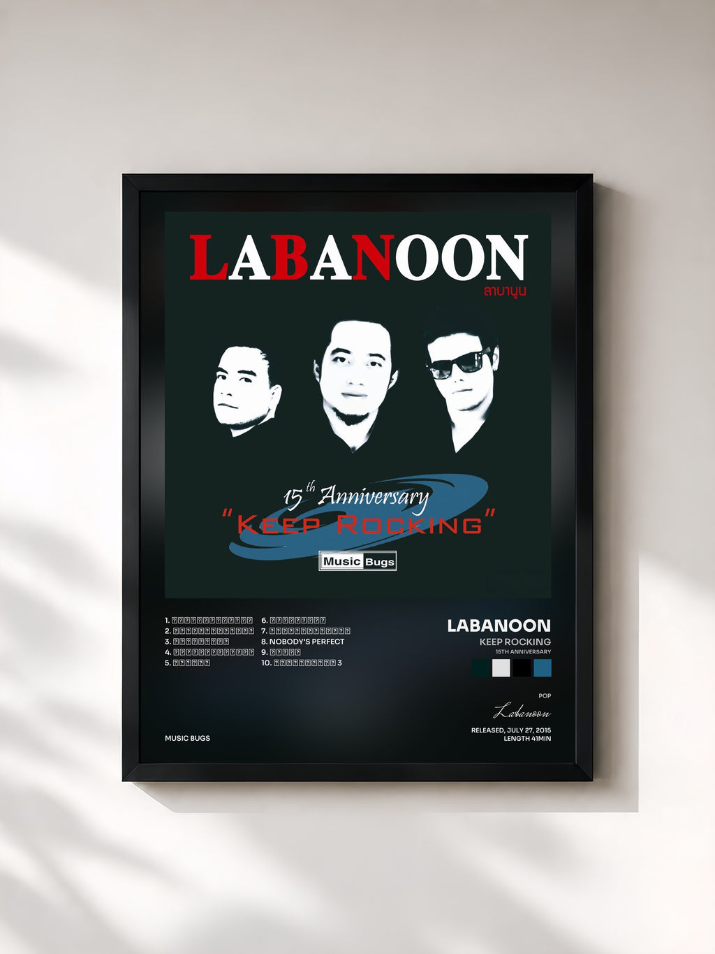 #noir Tableau de l'album Keep Rocking (15th Anniversary) de Labanoon, cadre noir, imprimé et encadré en France
