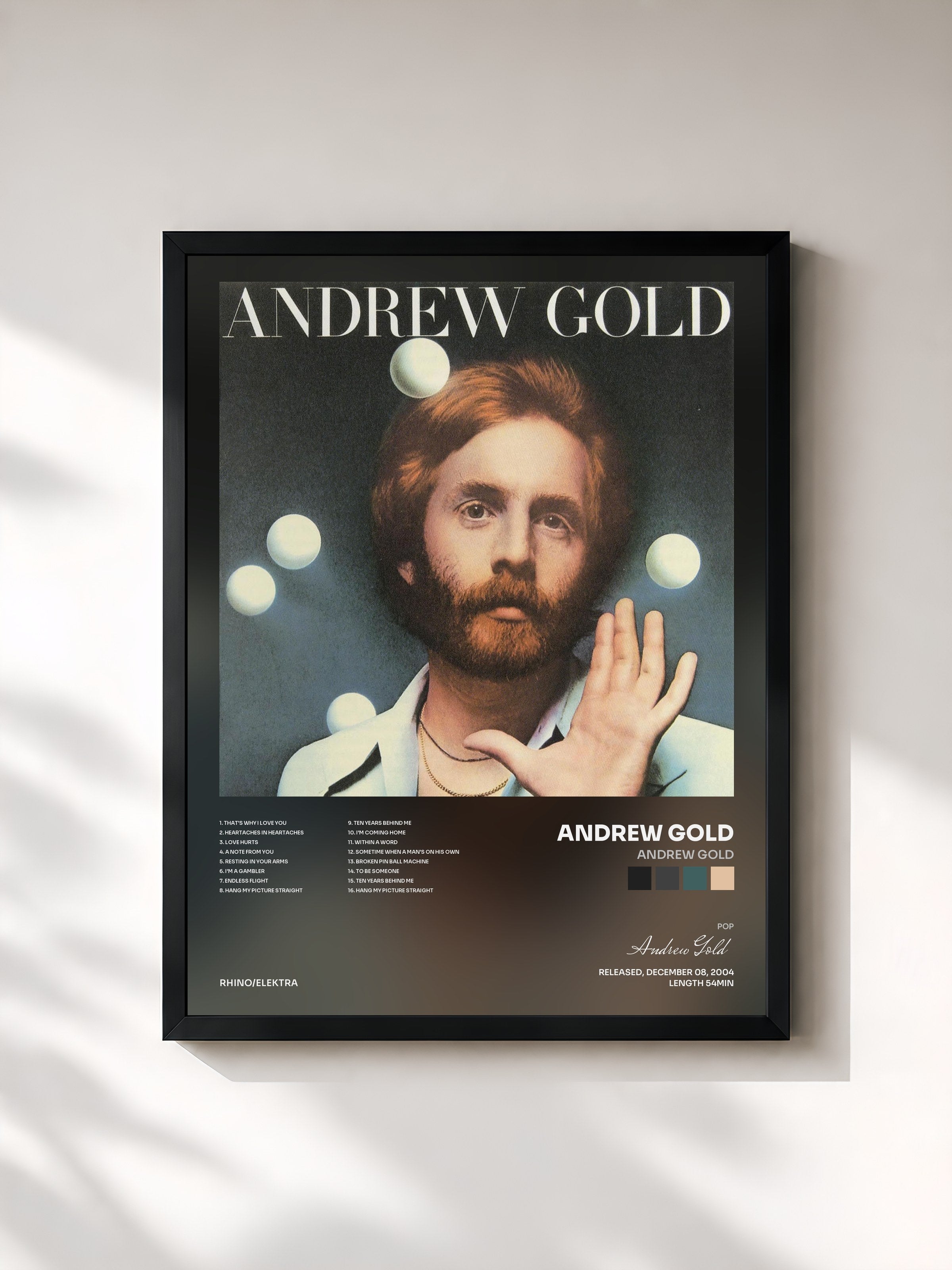 #noir Tableau de l'album Andrew Gold de Andrew Gold, cadre noir, imprimé et encadré en France