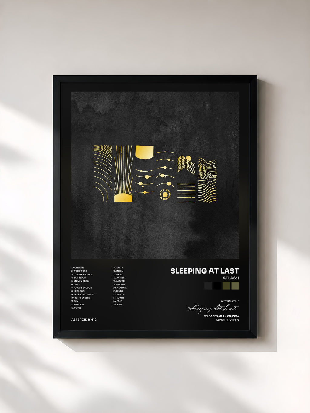 #noir Tableau de l'album Atlas: I de Sleeping At Last, cadre noir, imprimé et encadré en France