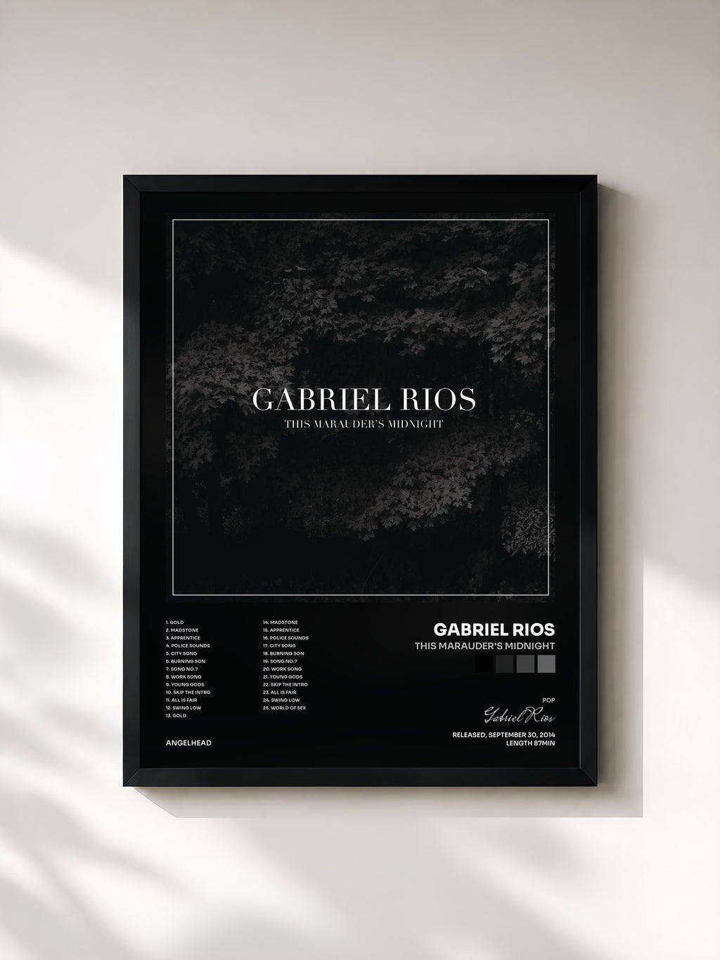 #noir Tableau de l'album This Marauder's Midnight de Gabriel Rios, cadre noir, imprimé et encadré en France