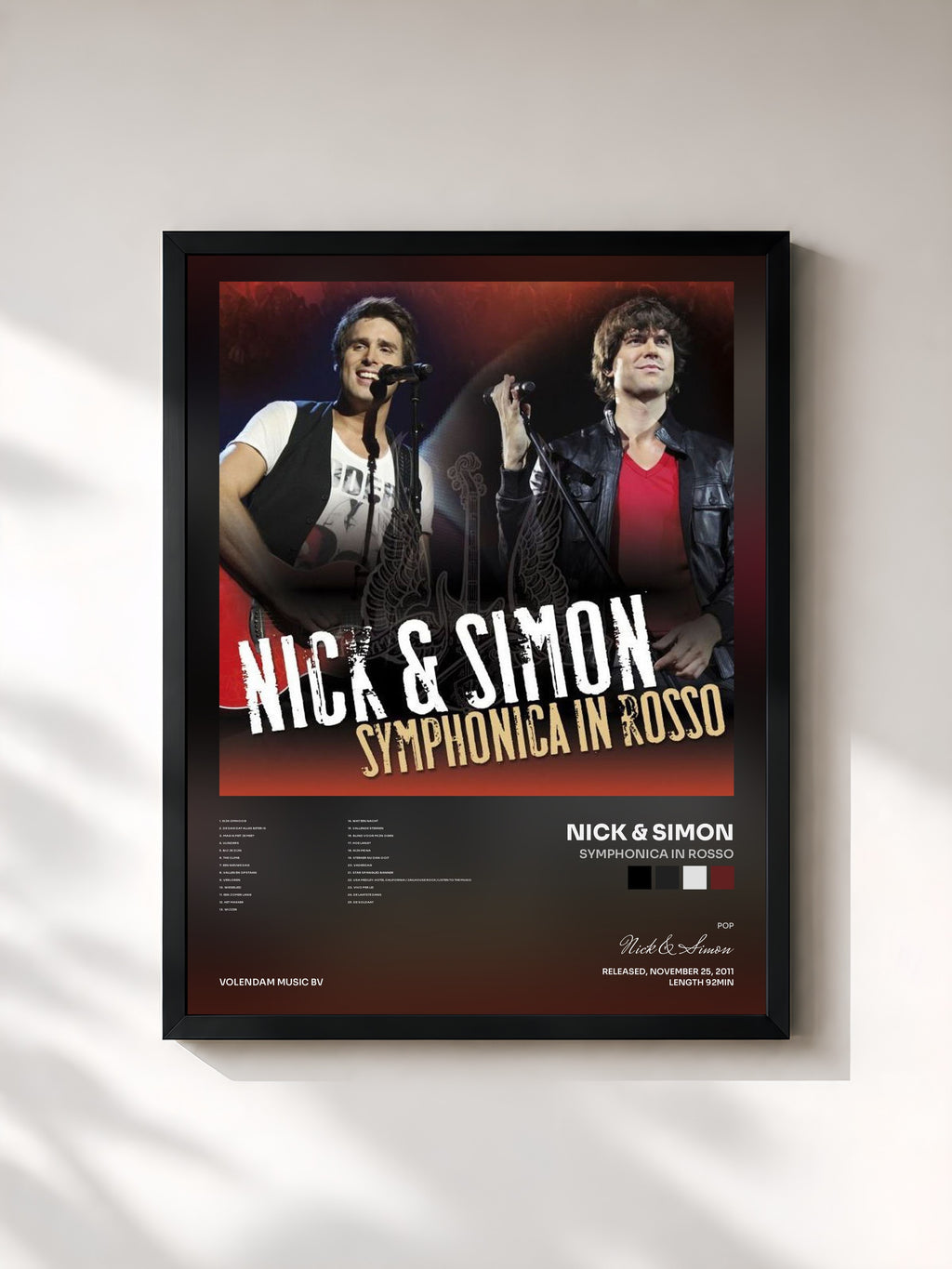 #noir Tableau de l'album Symphonica In Rosso de Nick & Simon, cadre noir, imprimé et encadré en France