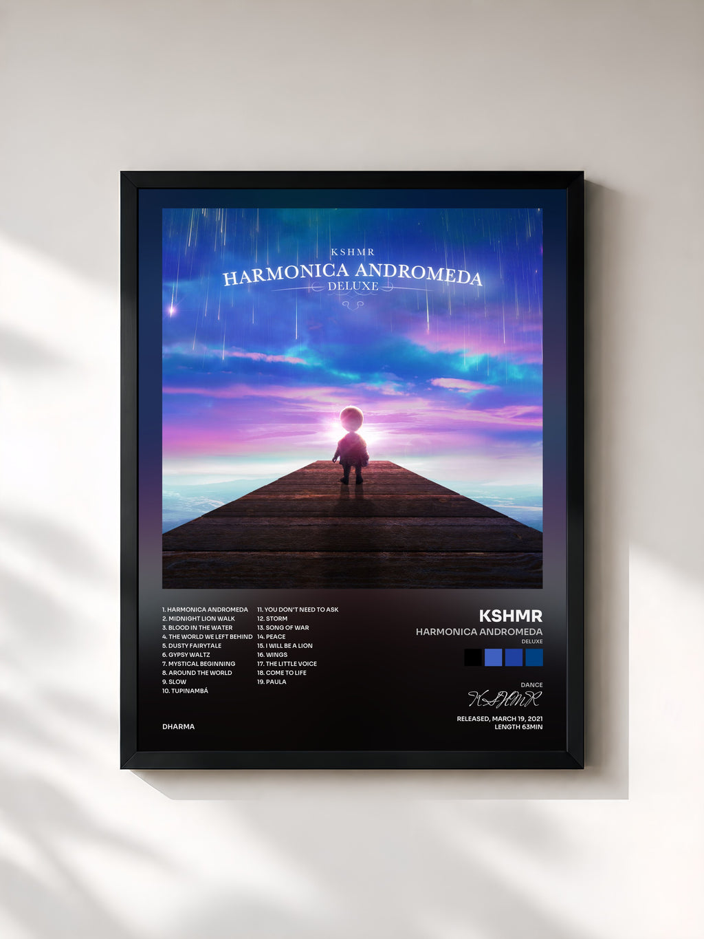 #noir Tableau de l'album Harmonica Andromeda (Deluxe) de KSHMR, cadre noir, imprimé et encadré en France