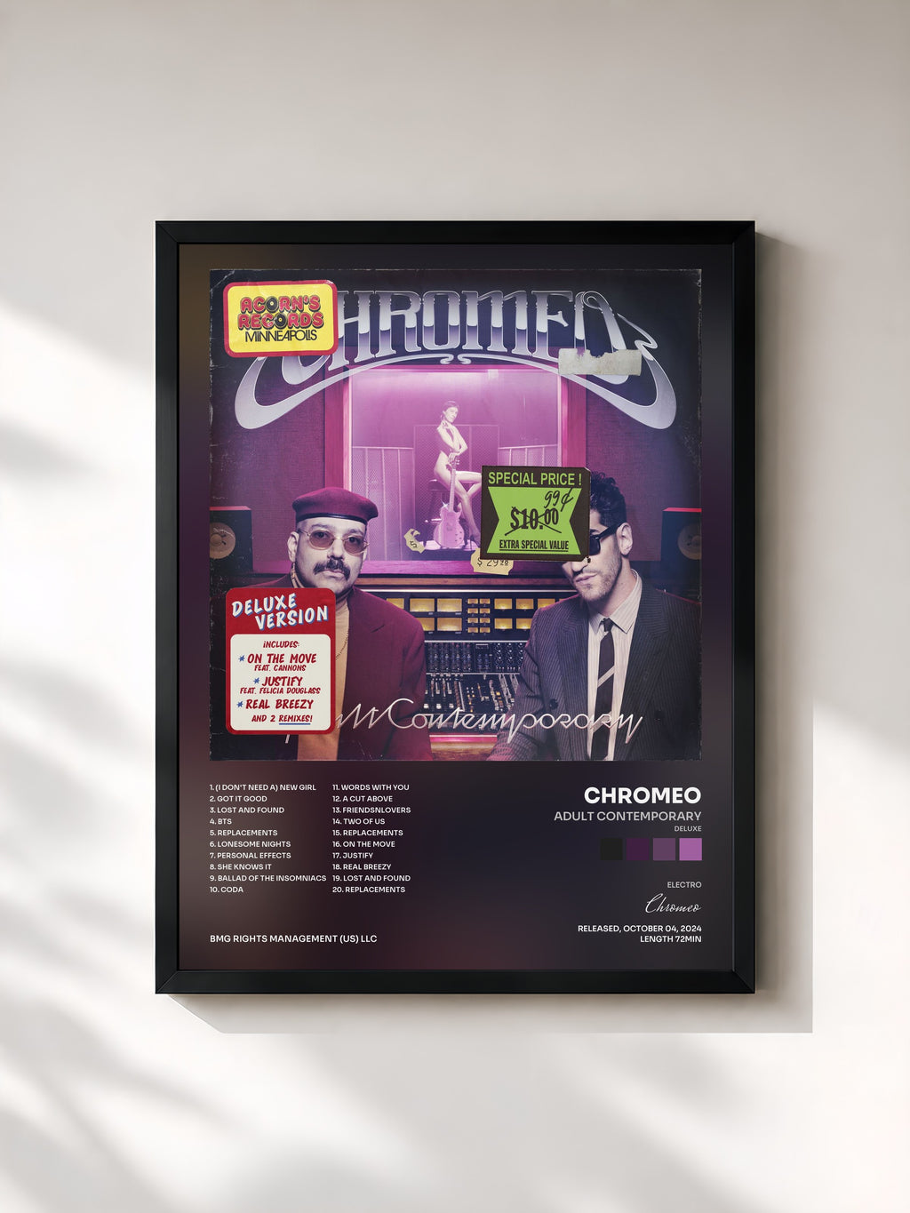 #noir Tableau de l'album Adult Contemporary (Deluxe) de Chromeo, cadre noir, imprimé et encadré en France