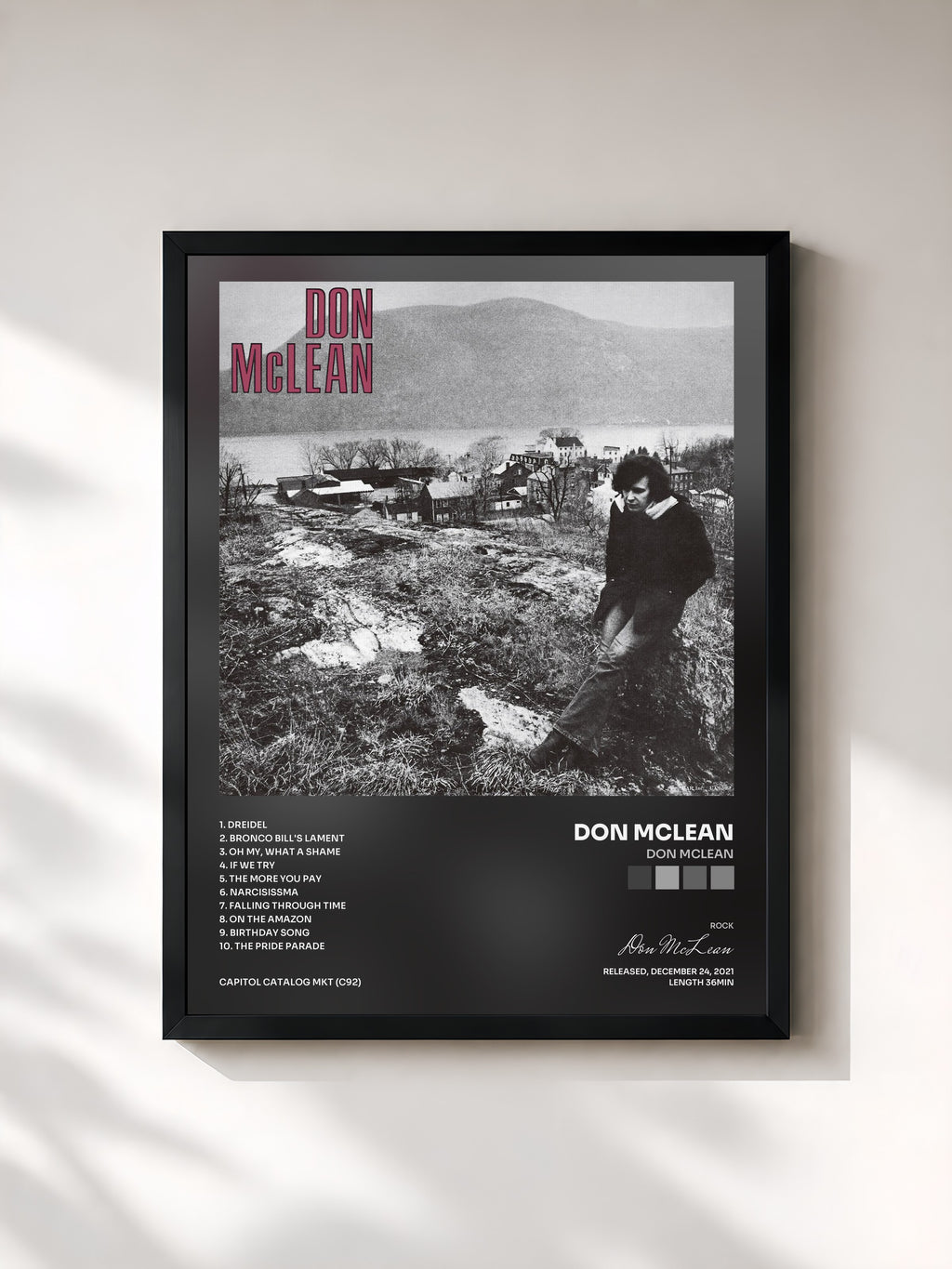 #noir Tableau de l'album Don McLean de Don McLean, cadre noir, imprimé et encadré en France