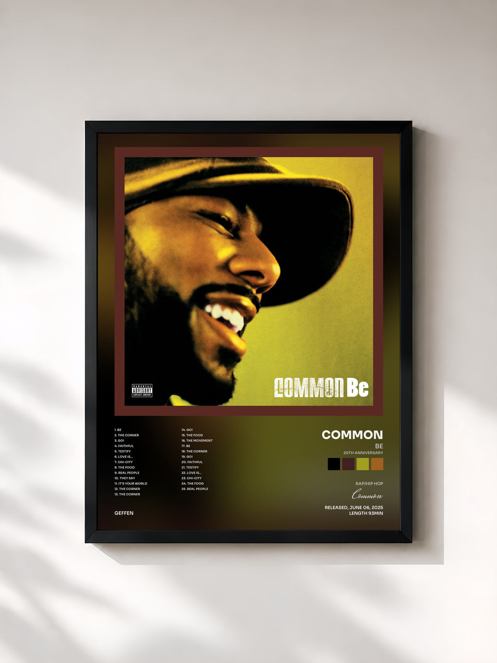 #noir Tableau de l'album Be (20th Anniversary) de Common, cadre noir, imprimé et encadré en France