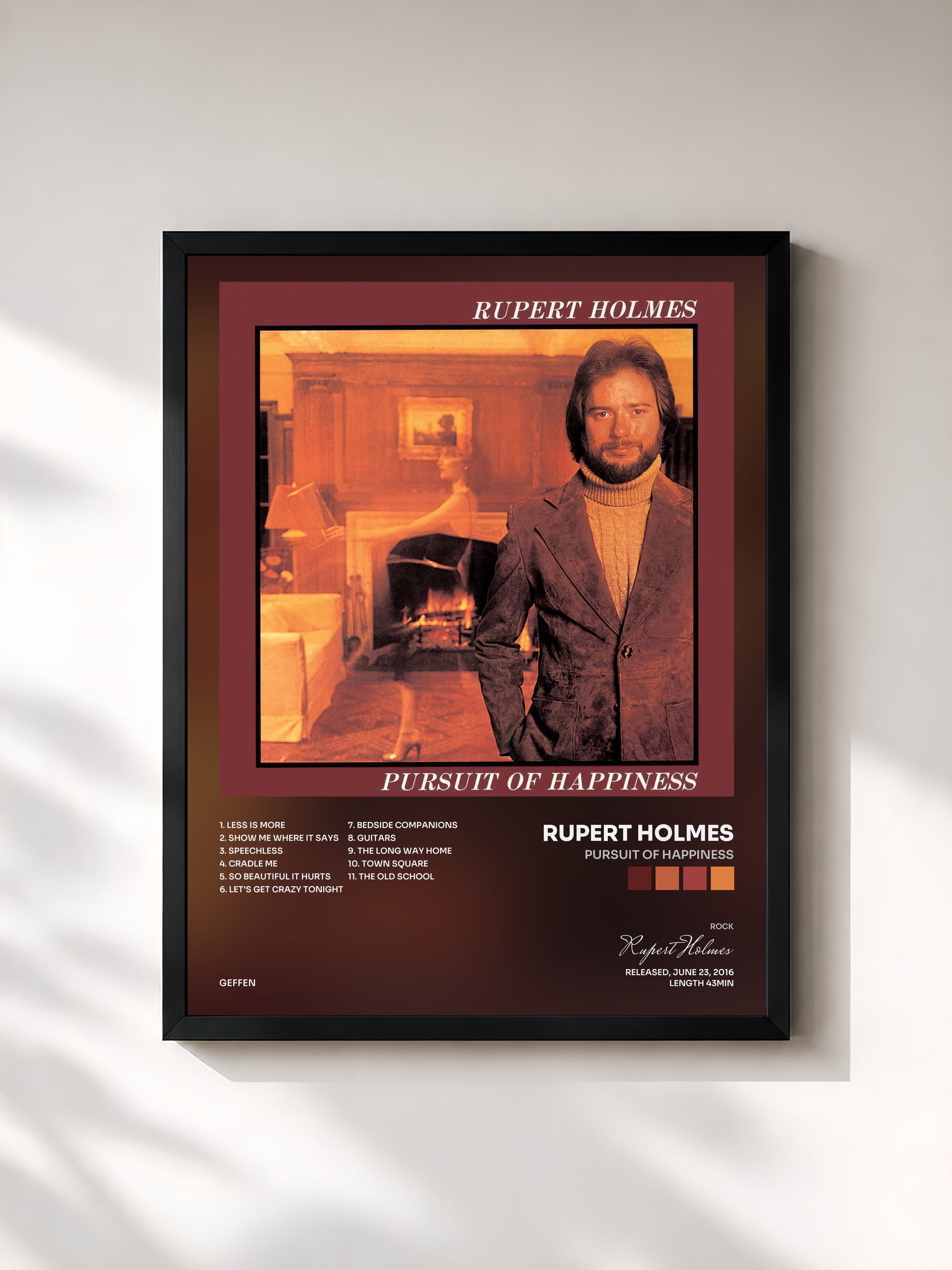 #noir Tableau de l'album Pursuit Of Happiness de Rupert Holmes, cadre noir, imprimé et encadré en France