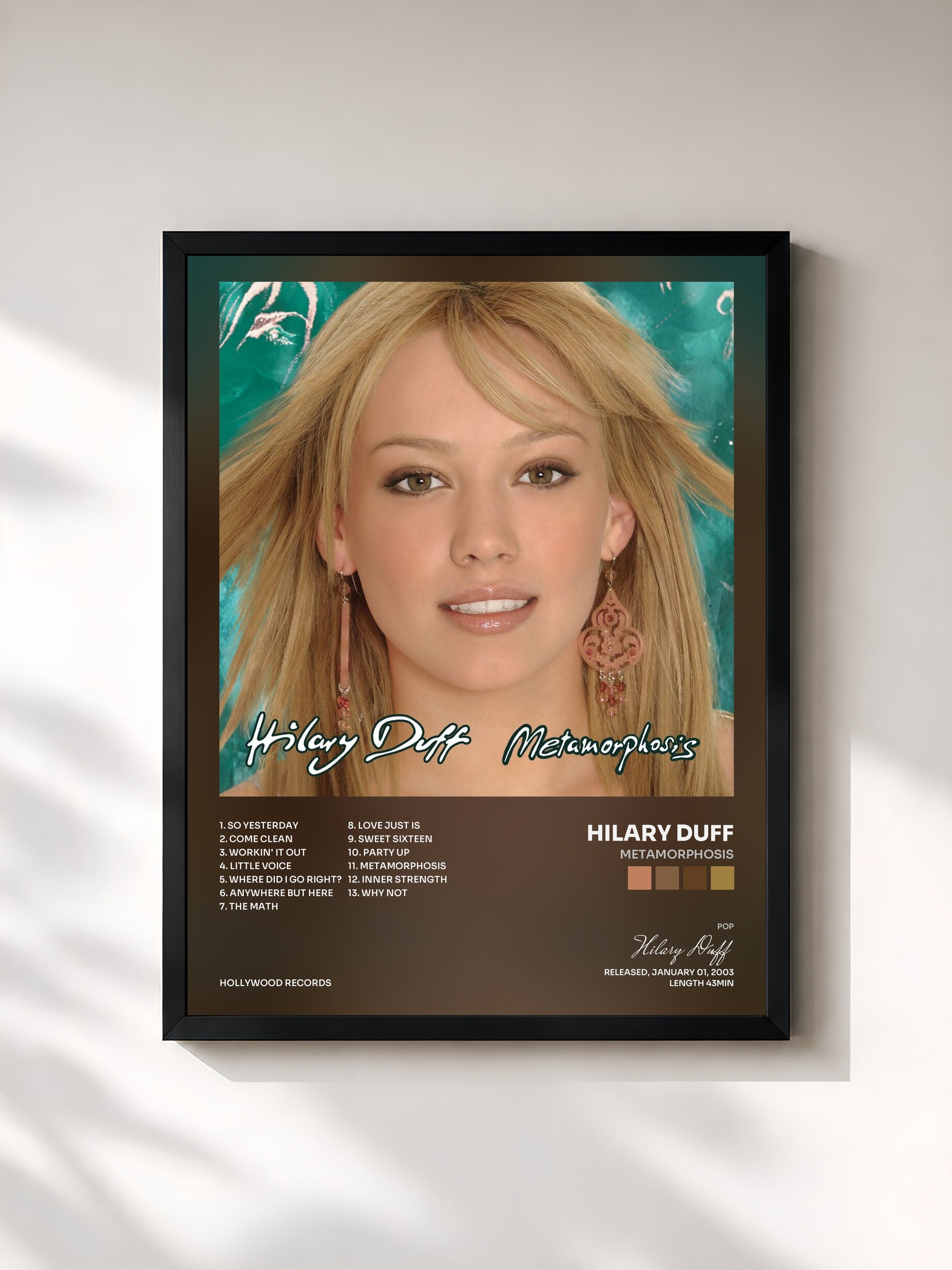 #noir Tableau de l'album Metamorphosis de Hilary Duff, cadre noir, imprimé et encadré en France