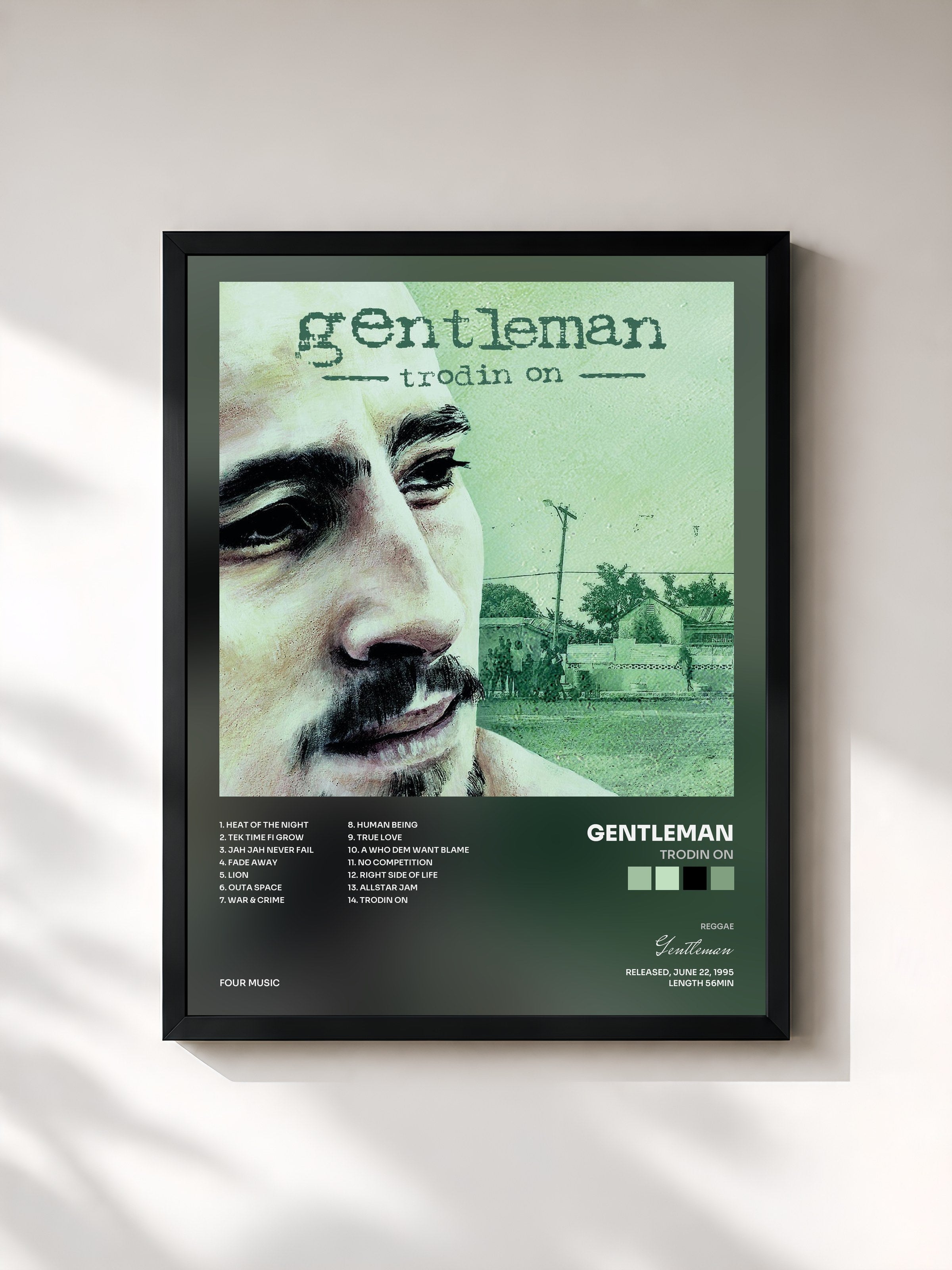#noir Tableau de l'album Trodin On de Gentleman, cadre noir, imprimé et encadré en France