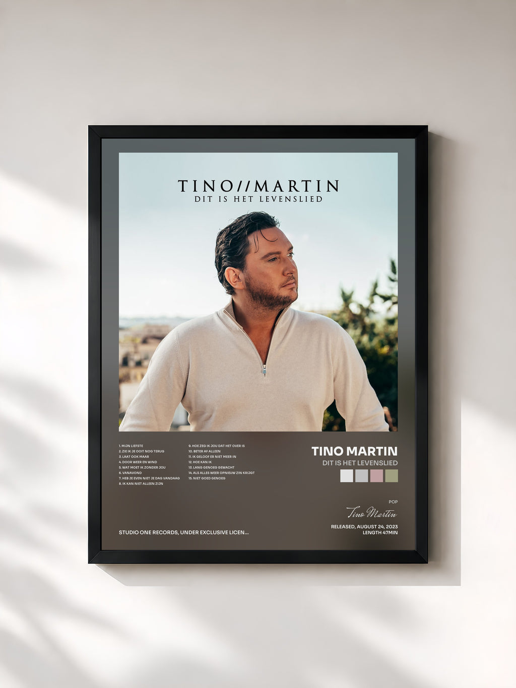 #noir Tableau de l'album Dit Is Het Levenslied de Tino Martin, cadre noir, imprimé et encadré en France