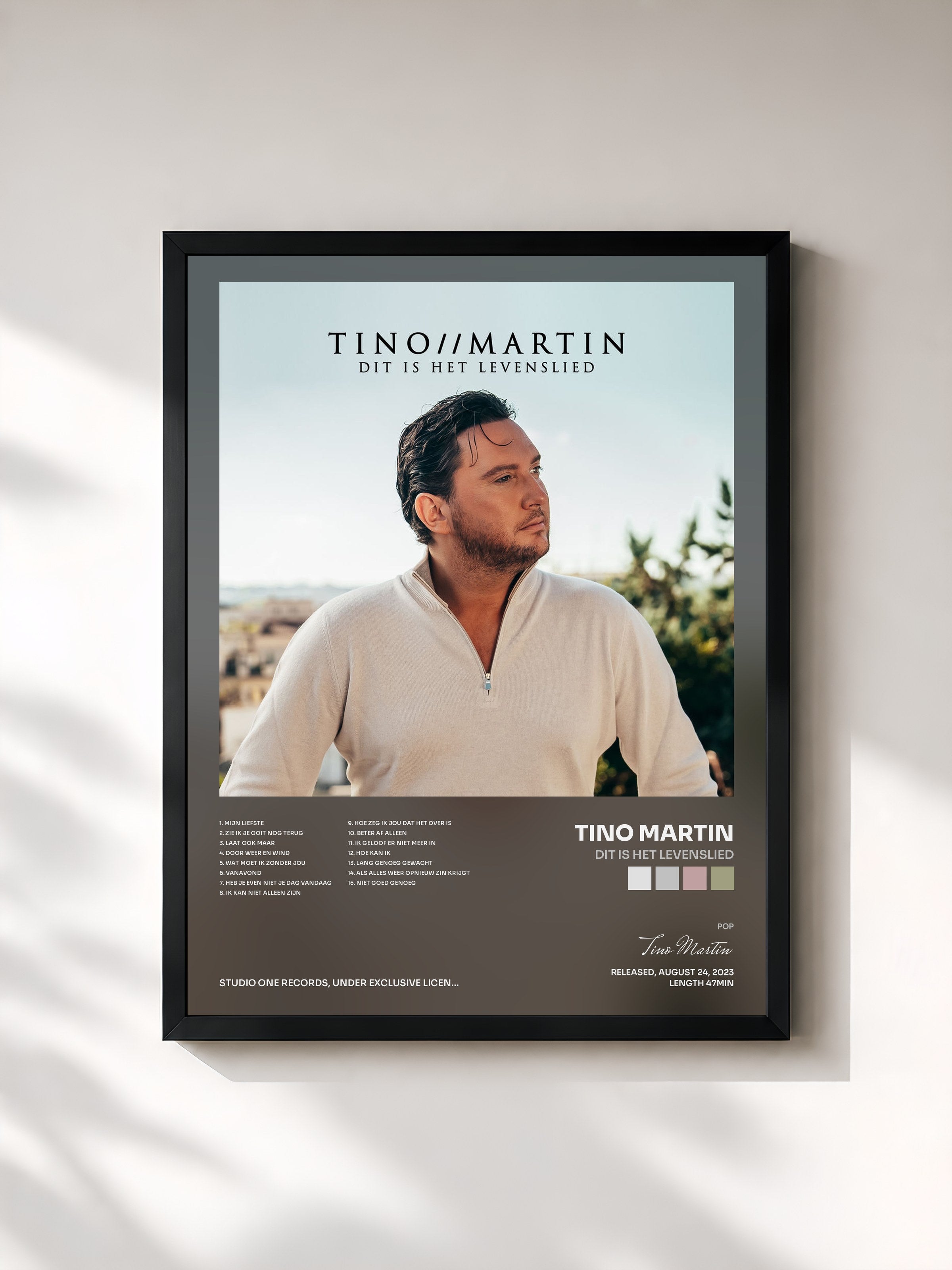 #noir Tableau de l'album Dit Is Het Levenslied de Tino Martin, cadre noir, imprimé et encadré en France